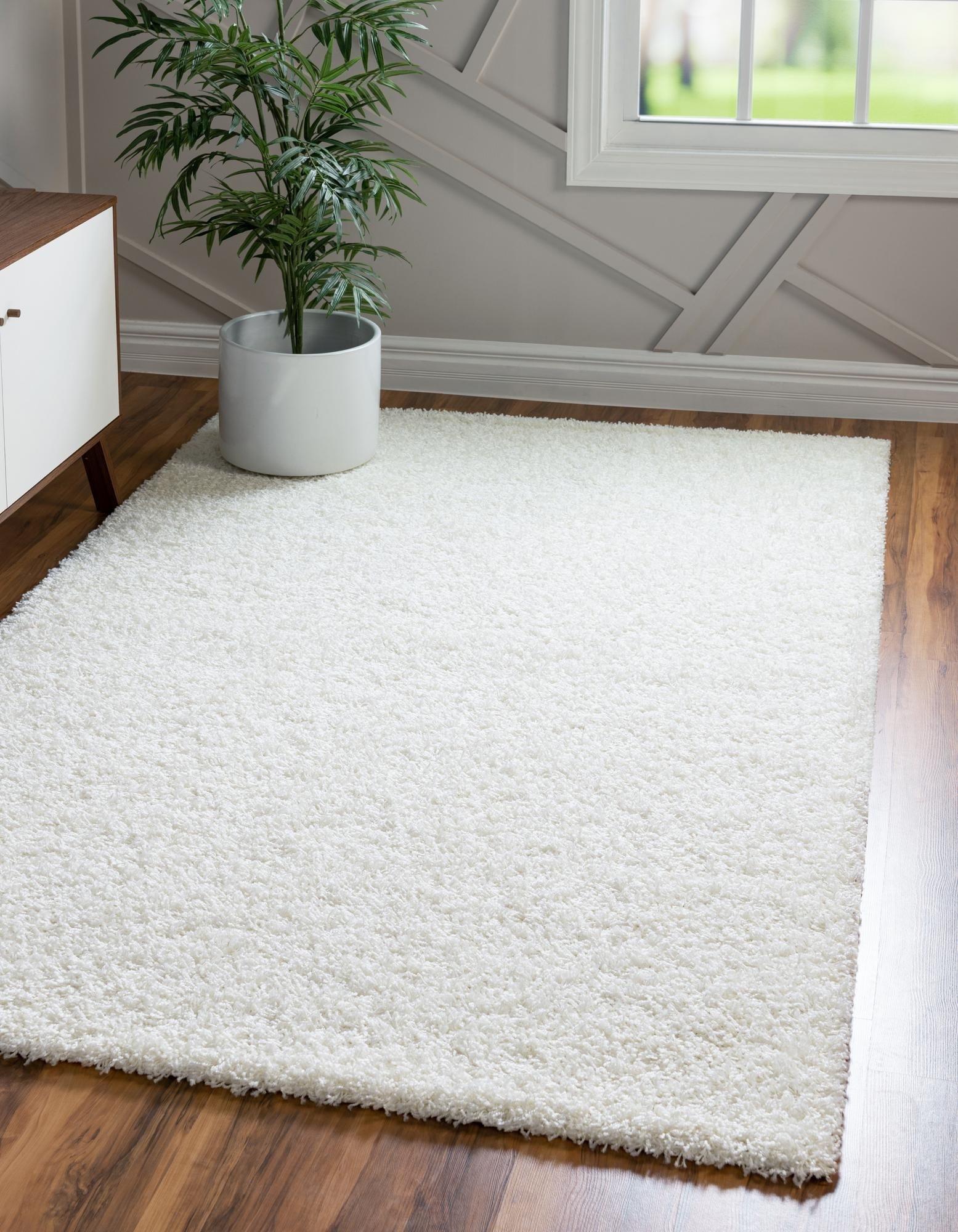 Snow White Rectangular Shag Indoor Area Rug