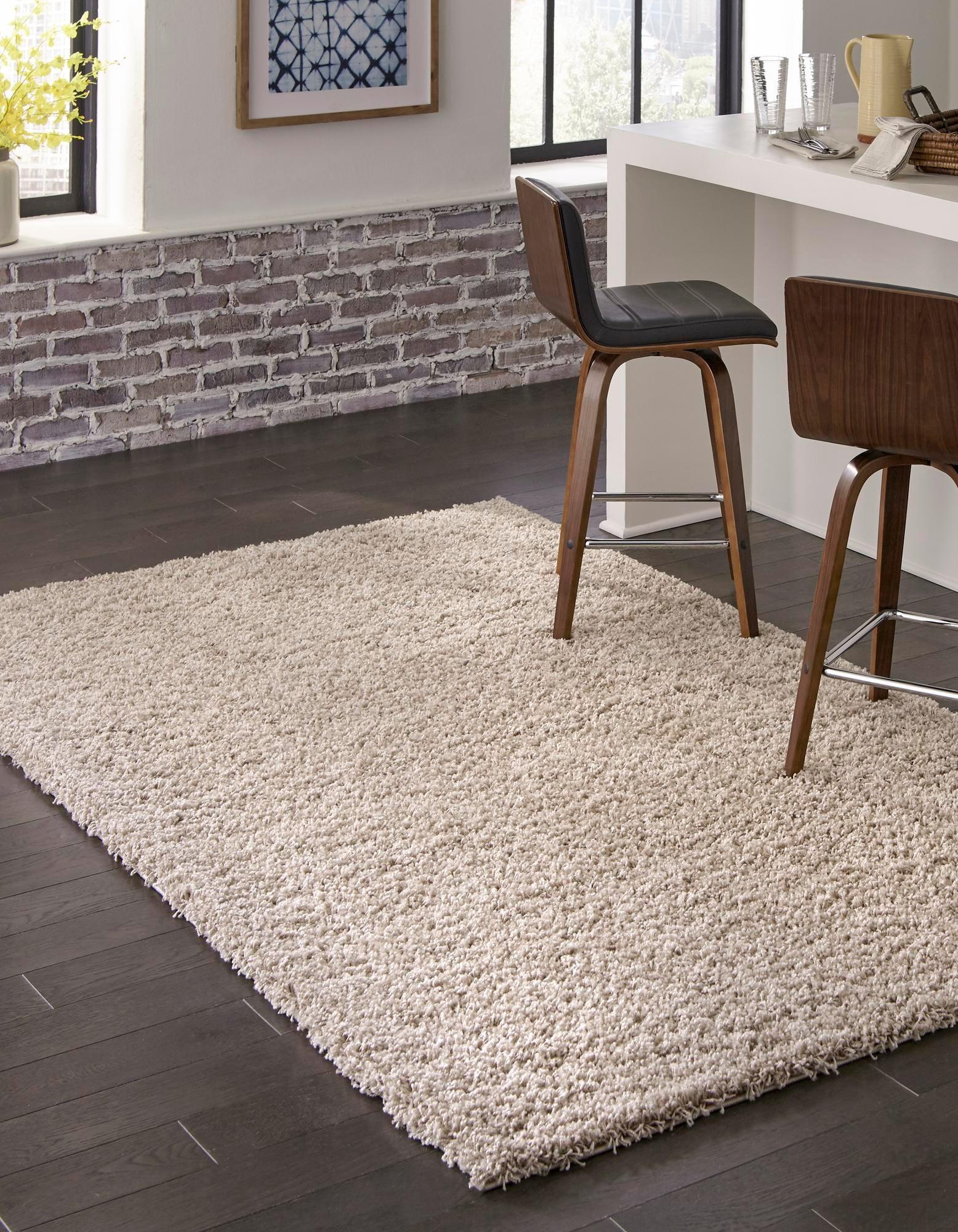 Taupe 6' x 9' Rectangular Shag Synthetic Area Rug