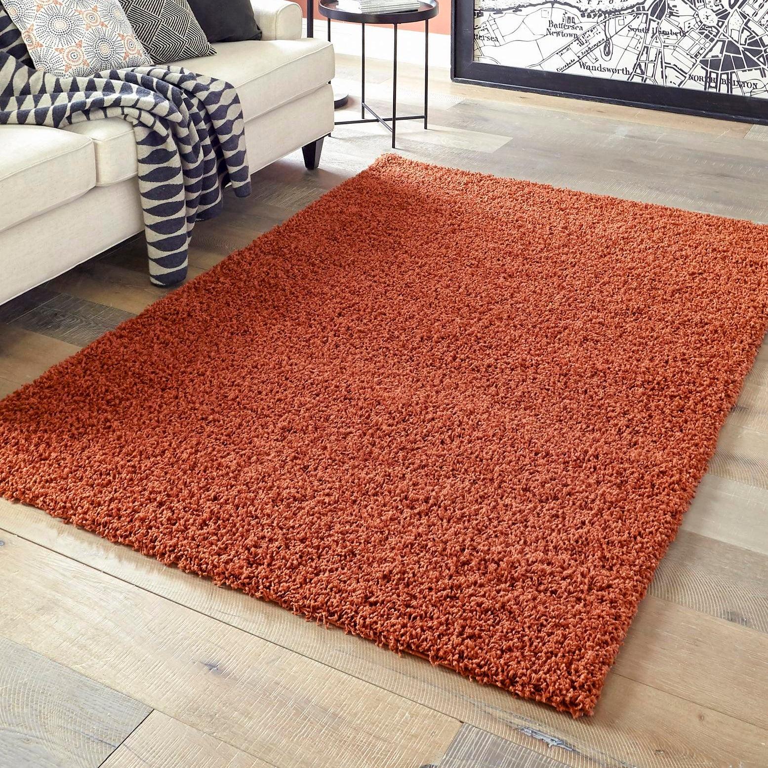 Unique Loom 6' 1 x 9' 0 Rectangle Solid Shag Terracotta Area Rug