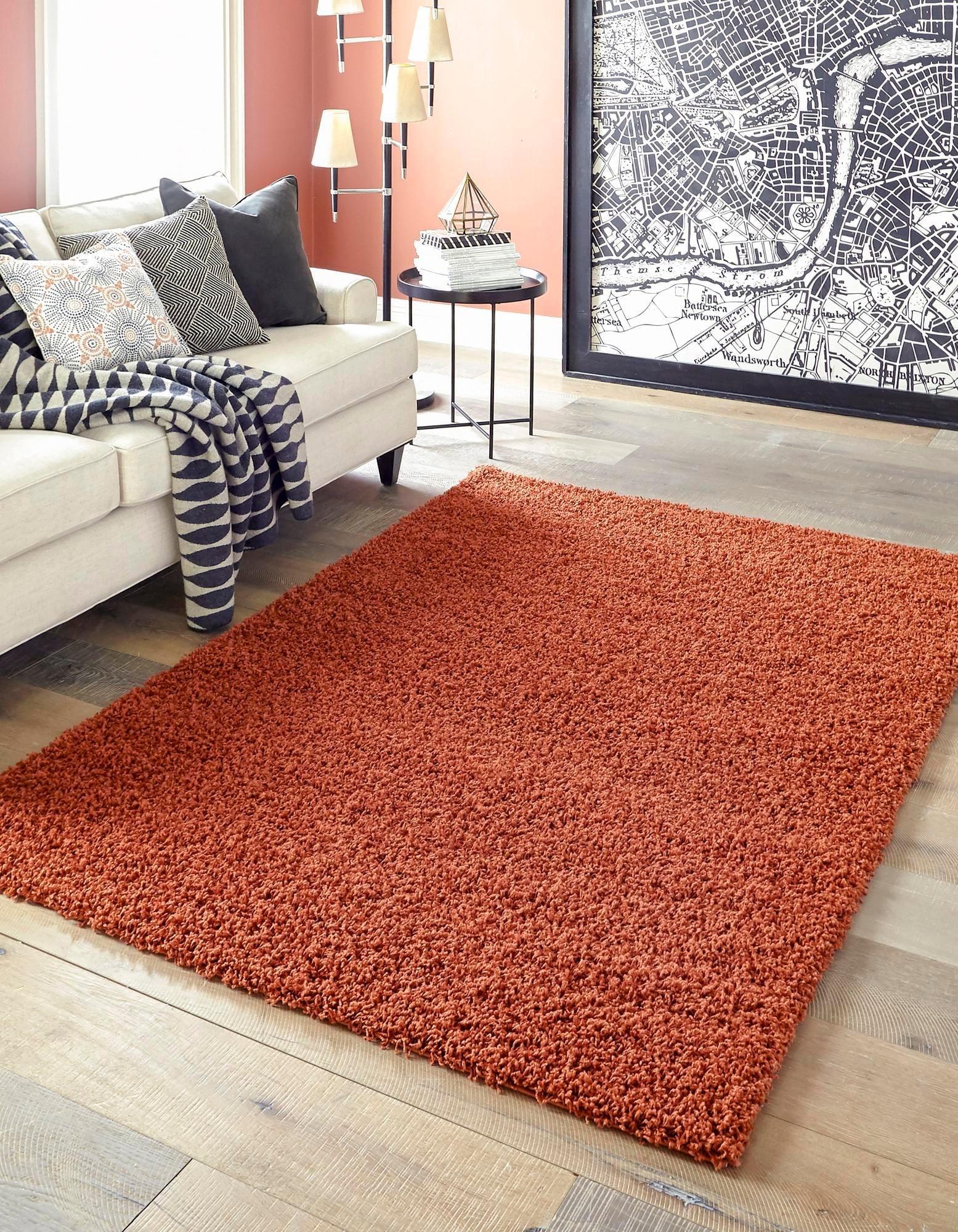 Unique Loom 8' 0 x 11' 0 Rectangle Solid Shag Terracotta Area Rug