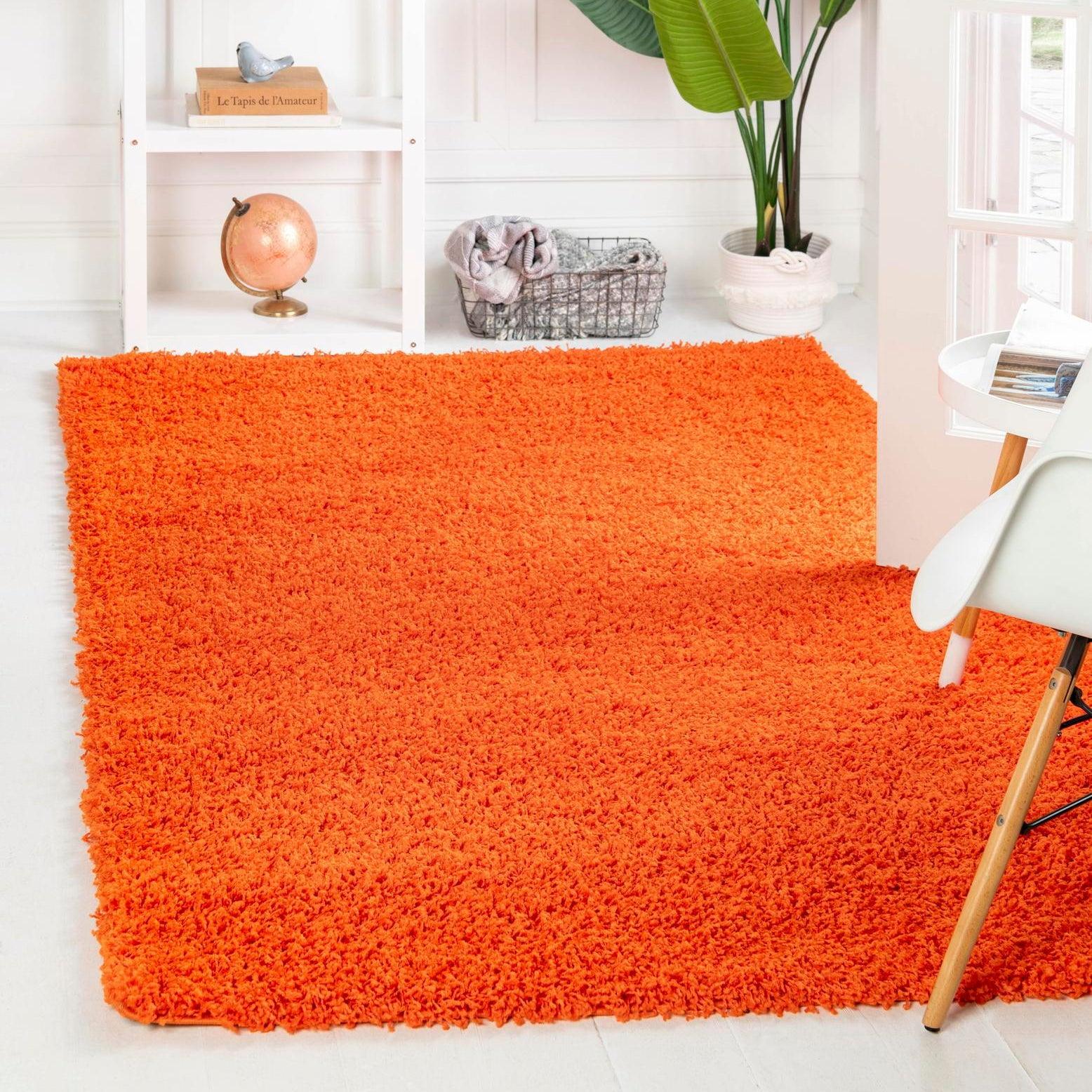 Unique Loom 2' 2 x 3' 1 Solid Shag Tiger Orange Area Rug