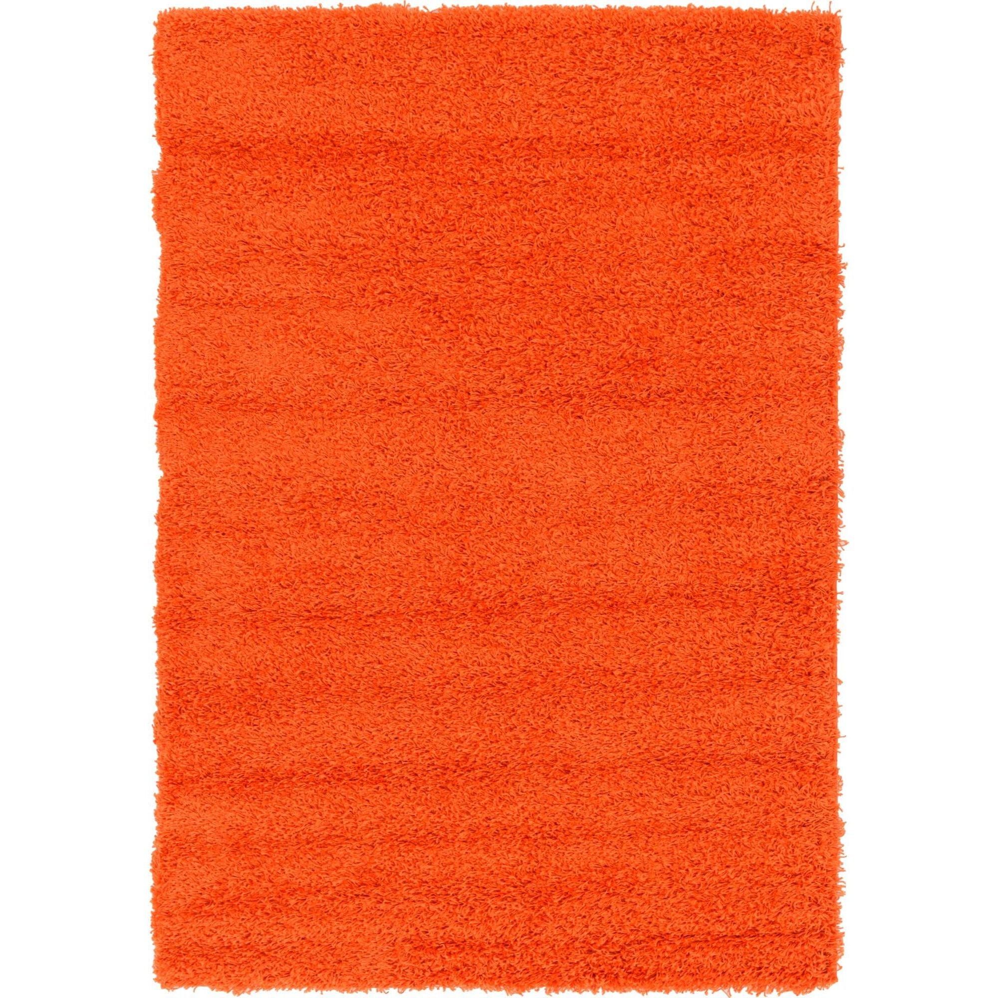 Easy-Care Tiger Orange Synthetic Shag Rug 4' x 6'