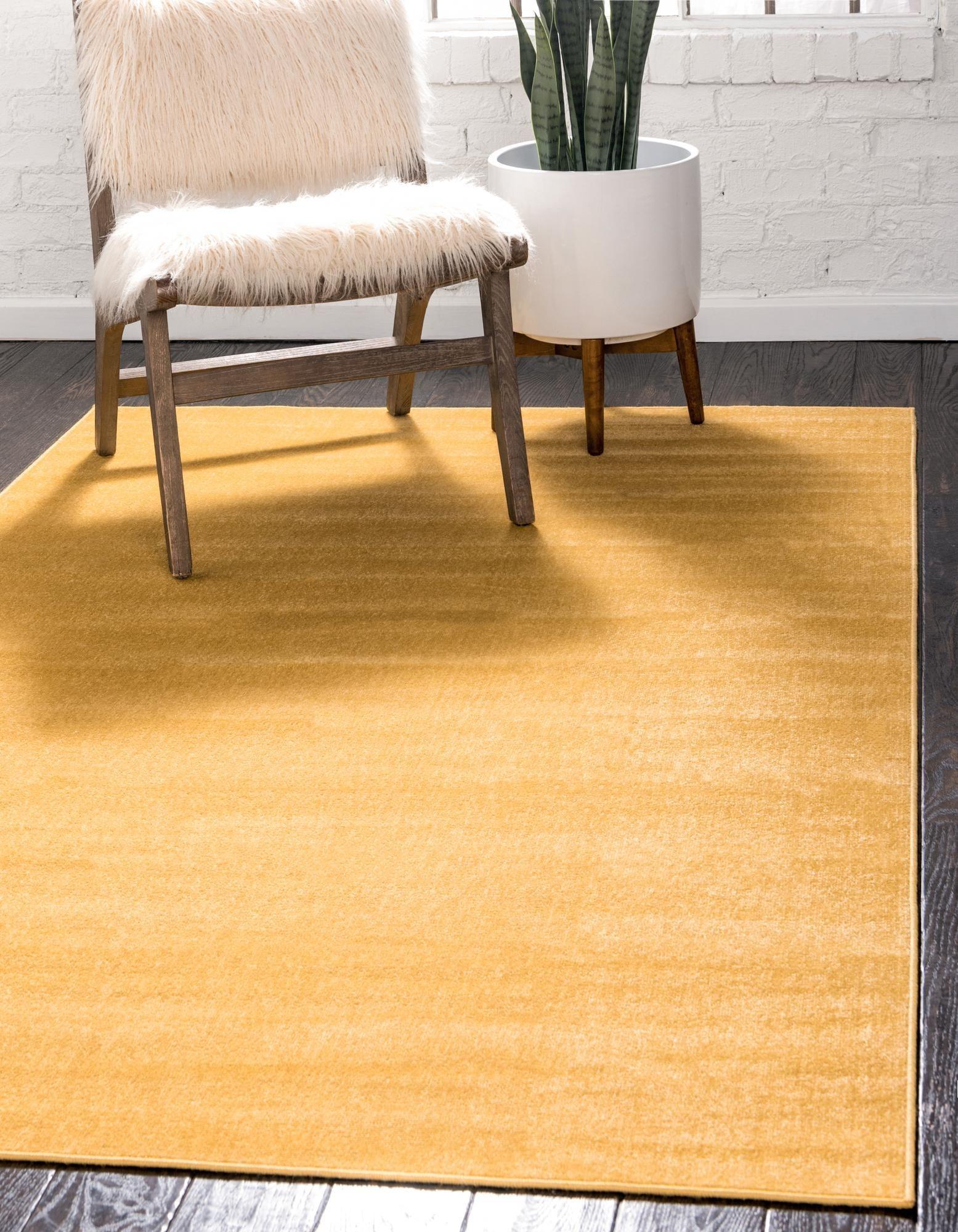 Gold Flat Woven Rectangular 9' x 12' Synthetic Rug