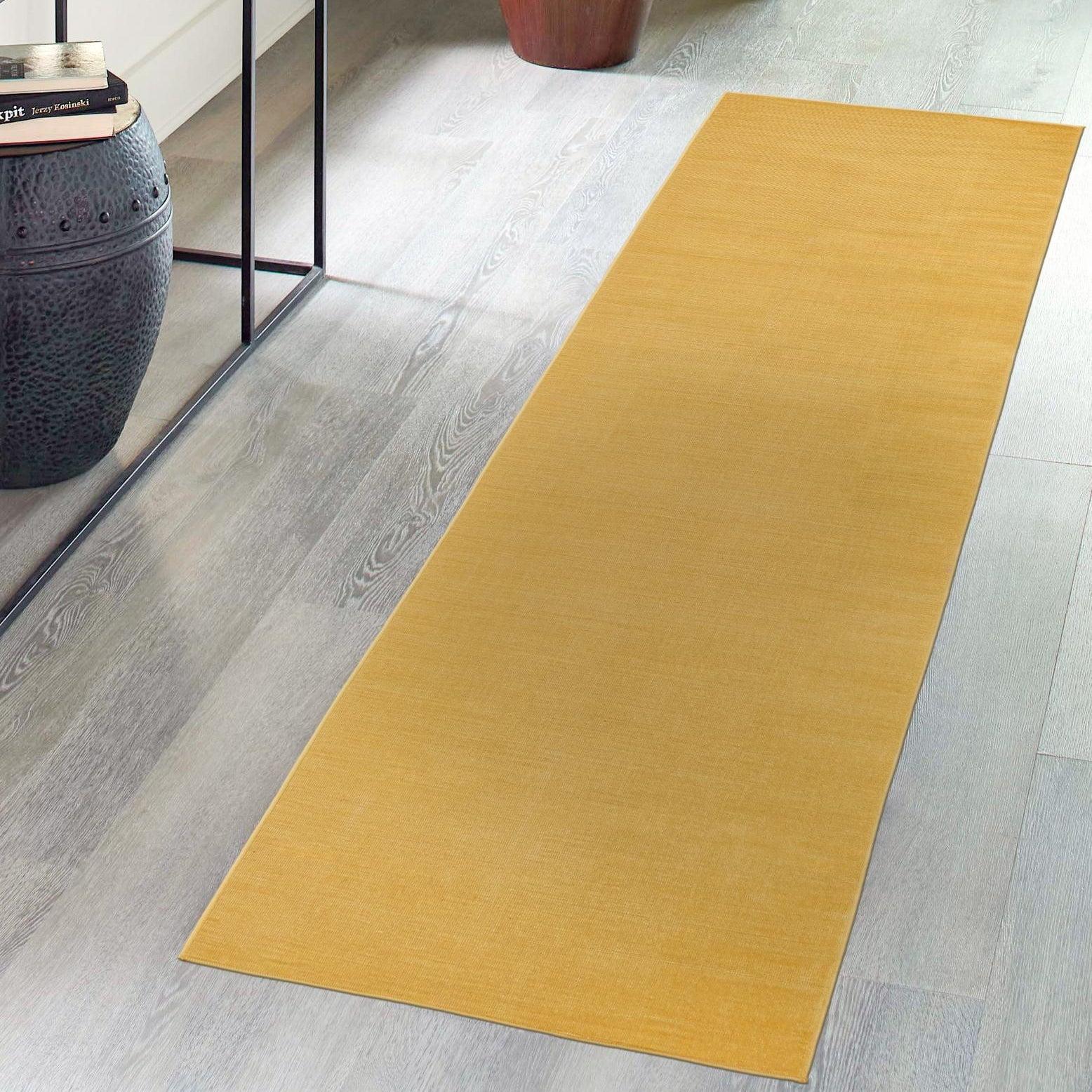 Gold Flat Woven Synthetic Runner Rug 2' 9" x 9' 10"