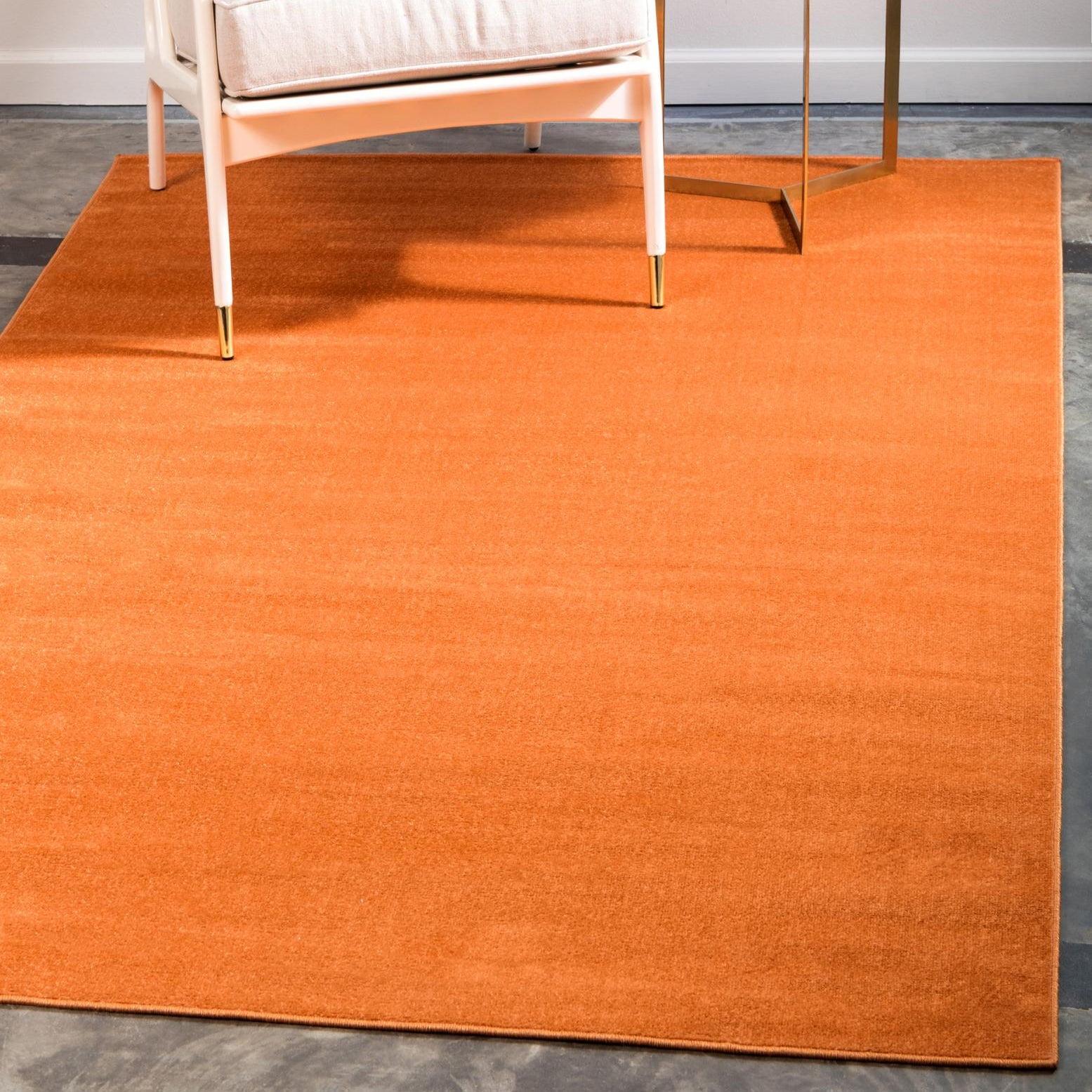 6' x 9' Orange Synthetic Stain-Resistant Area Rug