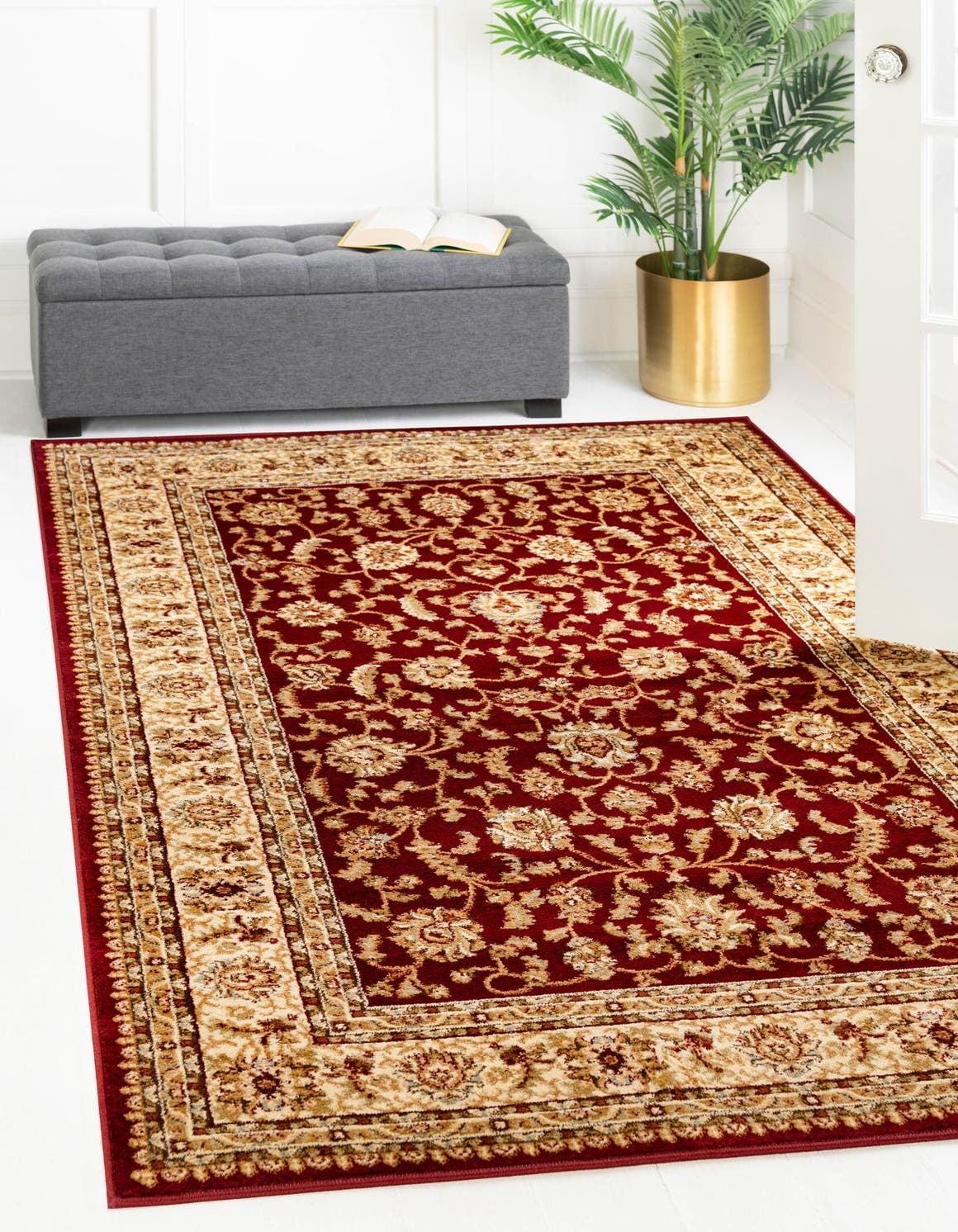 Elegant Voyage Rectangular Red Synthetic Area Rug 5' x 8'