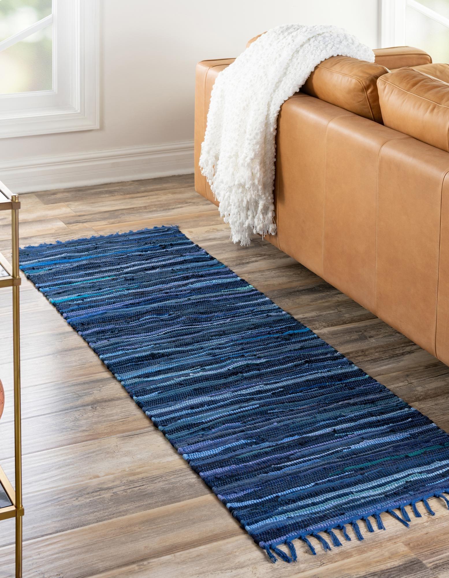 Unique Loom Chindi Cotton Striped Geometric Indoor Hand Made Fringe Area Rug