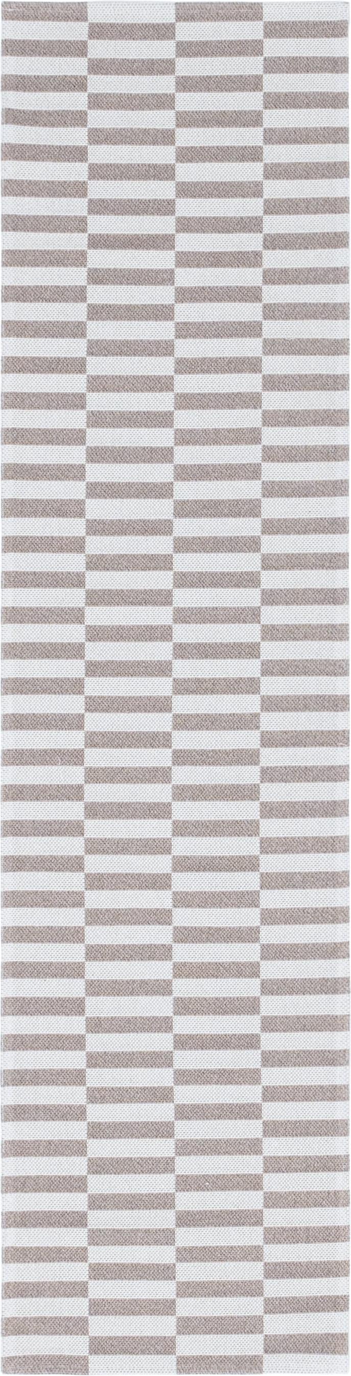 Eco-Friendly Taupe Geometric Indoor Runner Rug 2' 2" x 7' 4"