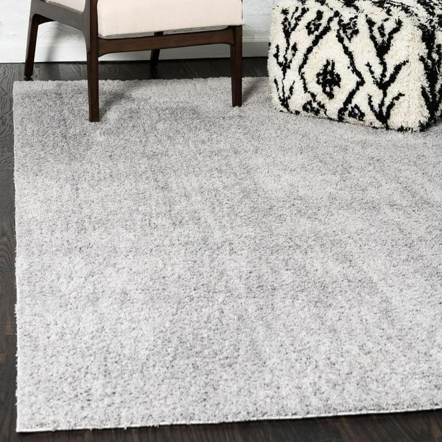 Nuloom Neva Solid 4x6 Shag Indoor Area Rug for Living Room Bedroom Dining Room Nursery, Grey/Ivory