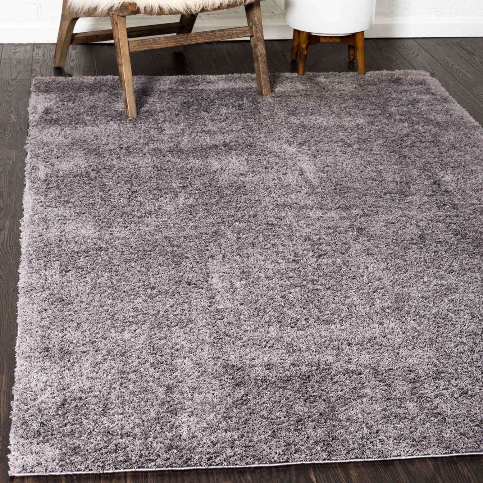 Unique Loom 5' 1 x 8' 0 Dark Gray Studio Solid Shag Sky Area Rug