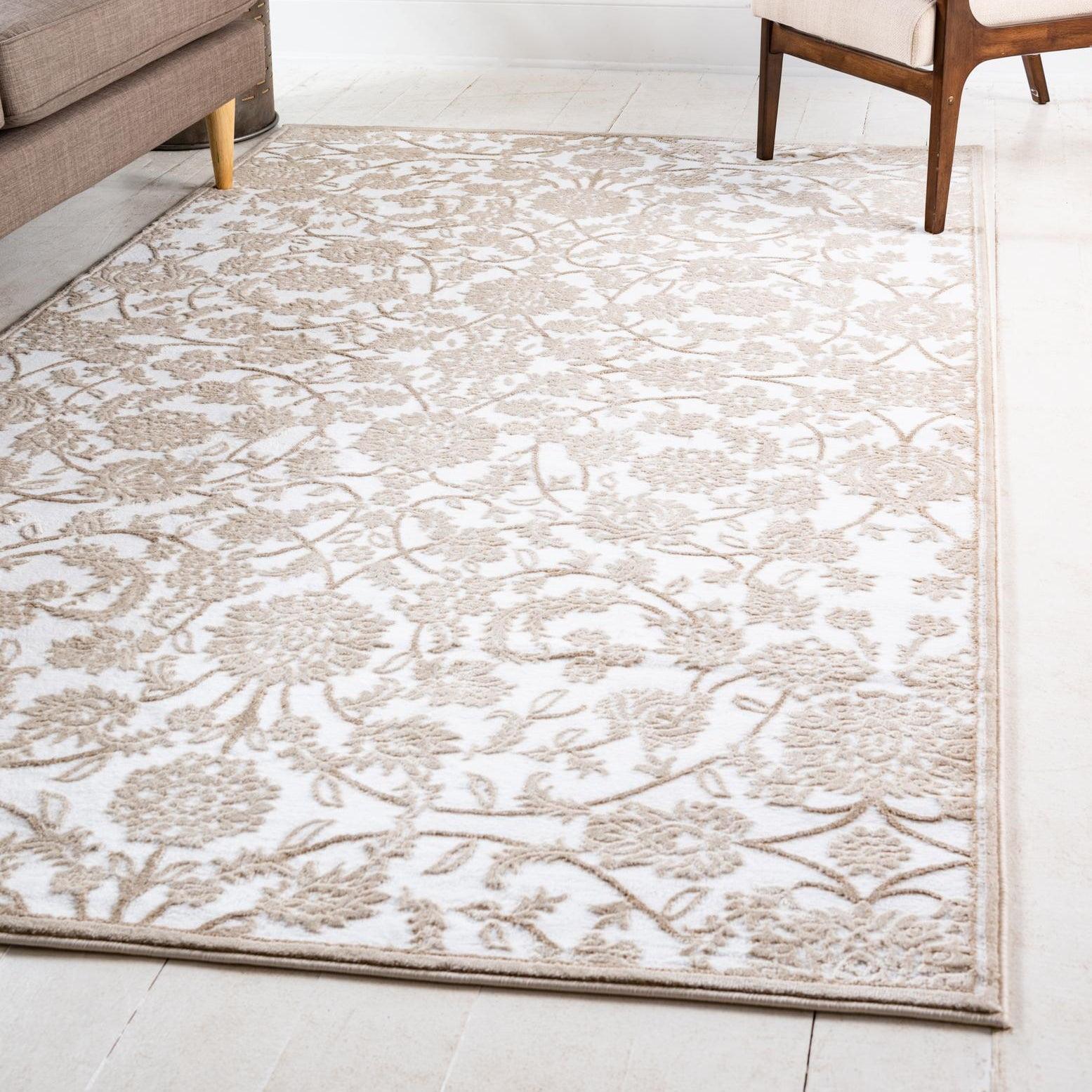 Unique Loom Rushmore Collection Area Rug - Taft (10' x 13' 1" Rectangle Snow White/Beige)