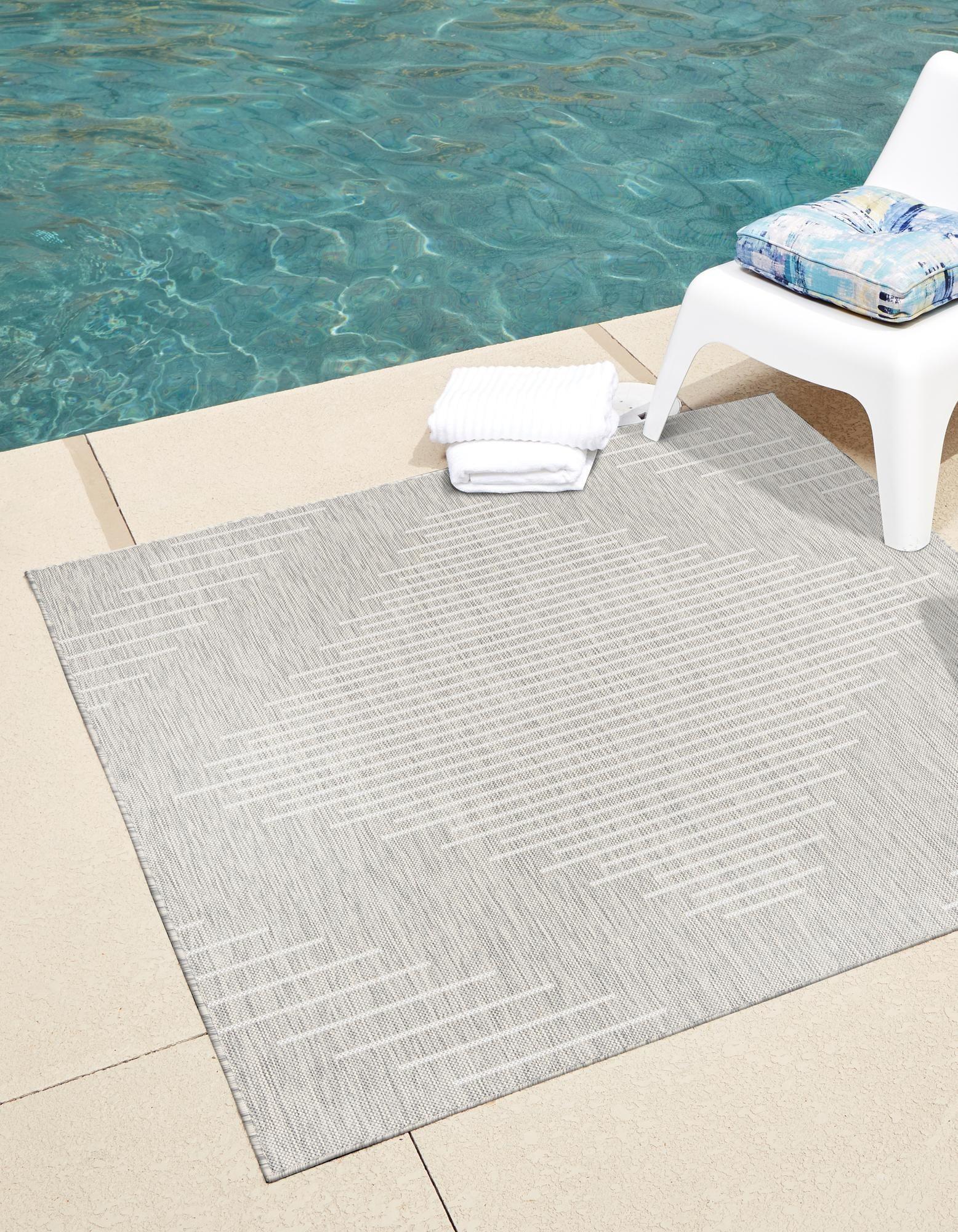 Unique Loom Outdoor Modern Tambor Lines Woven Area Rug