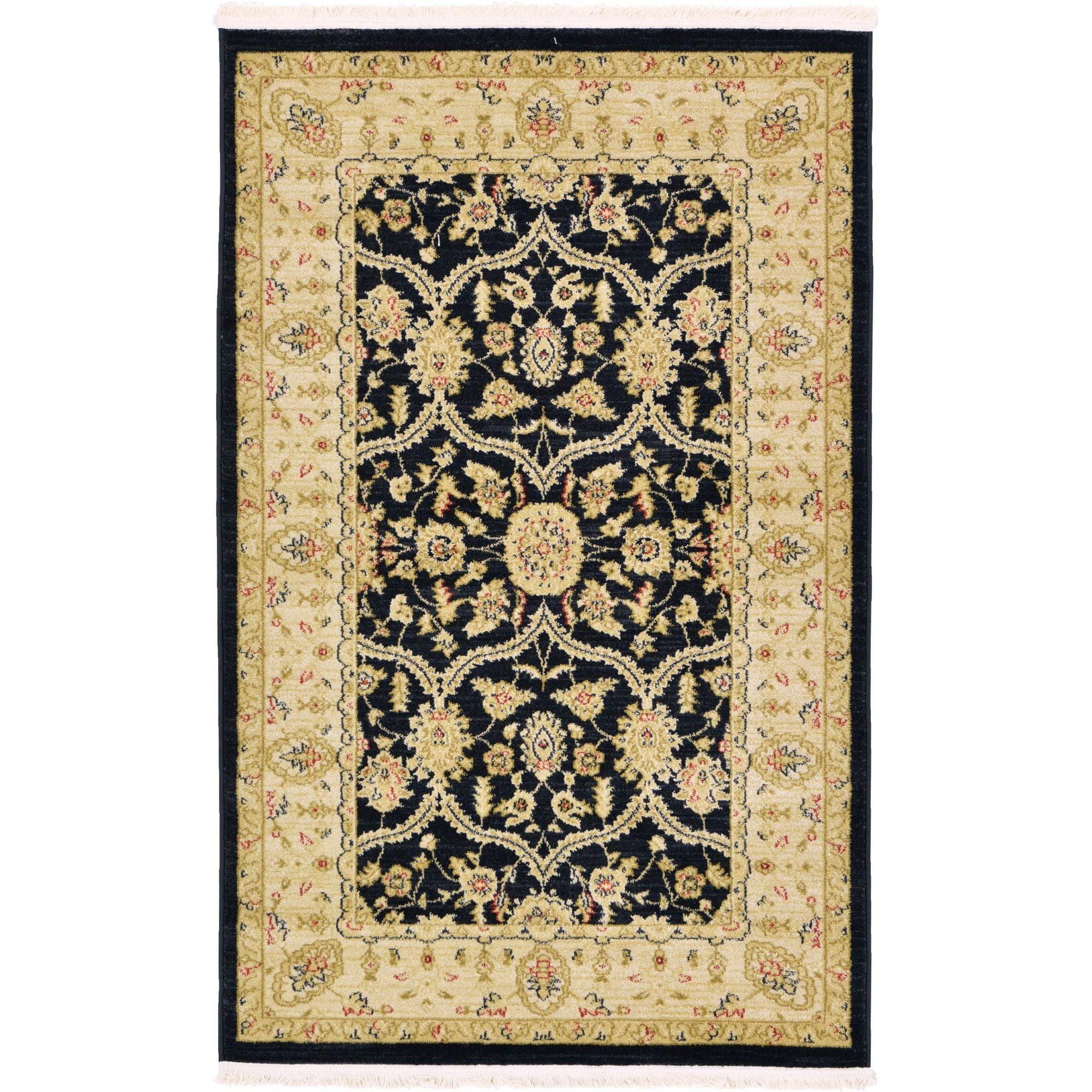 Chelsea Collection Black Rectangular Synthetic Easy Care Rug