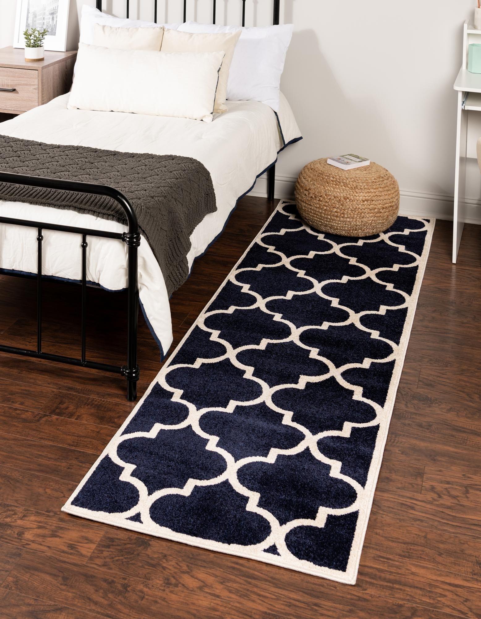 Unique Loom 2' 0 x 8' 0 Runner Navy Blue Trellis Austin Area Rug