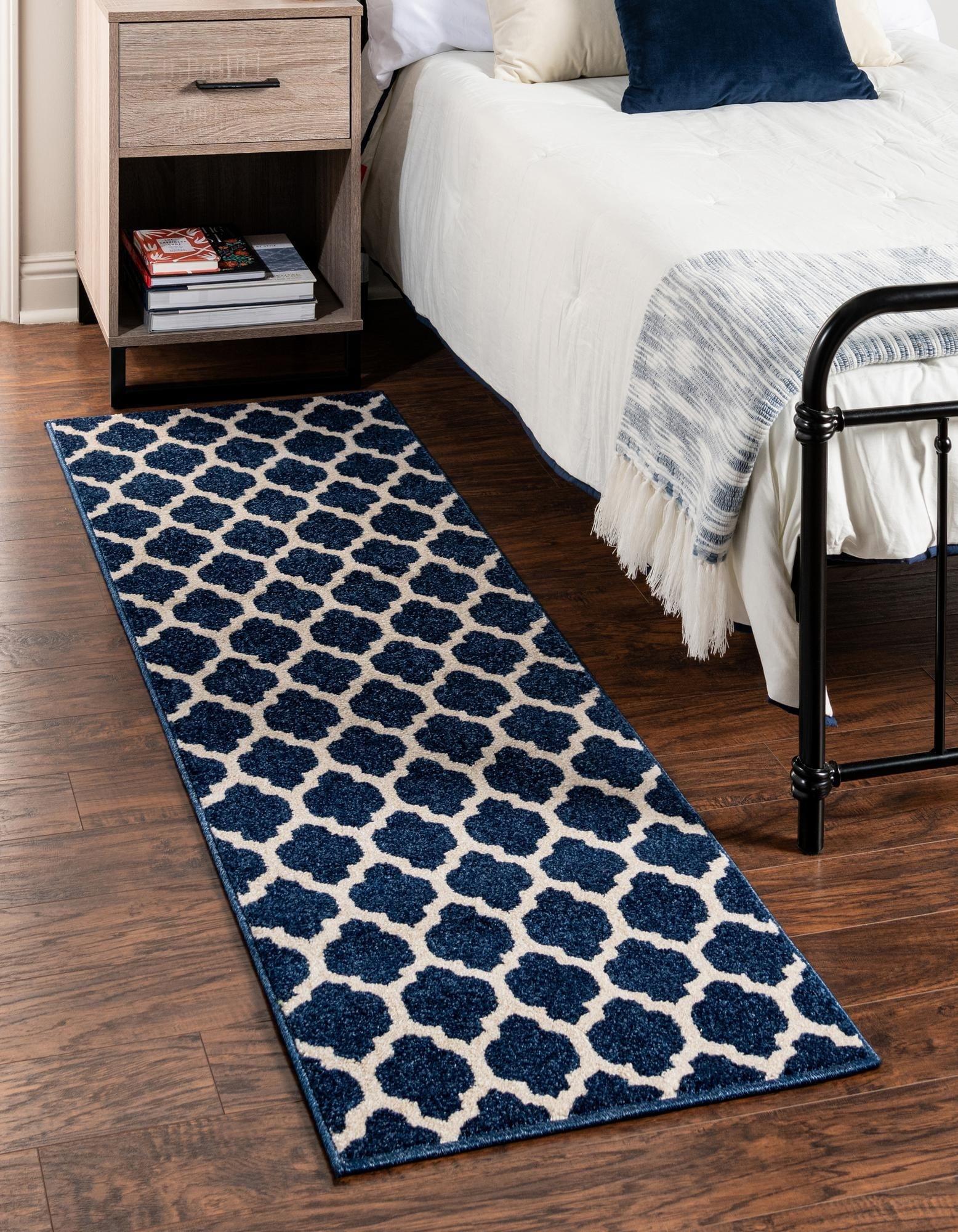 Unique Loom 2' 7 x 16' 5 Trellis Philadelphia Dark Blue Area Rug