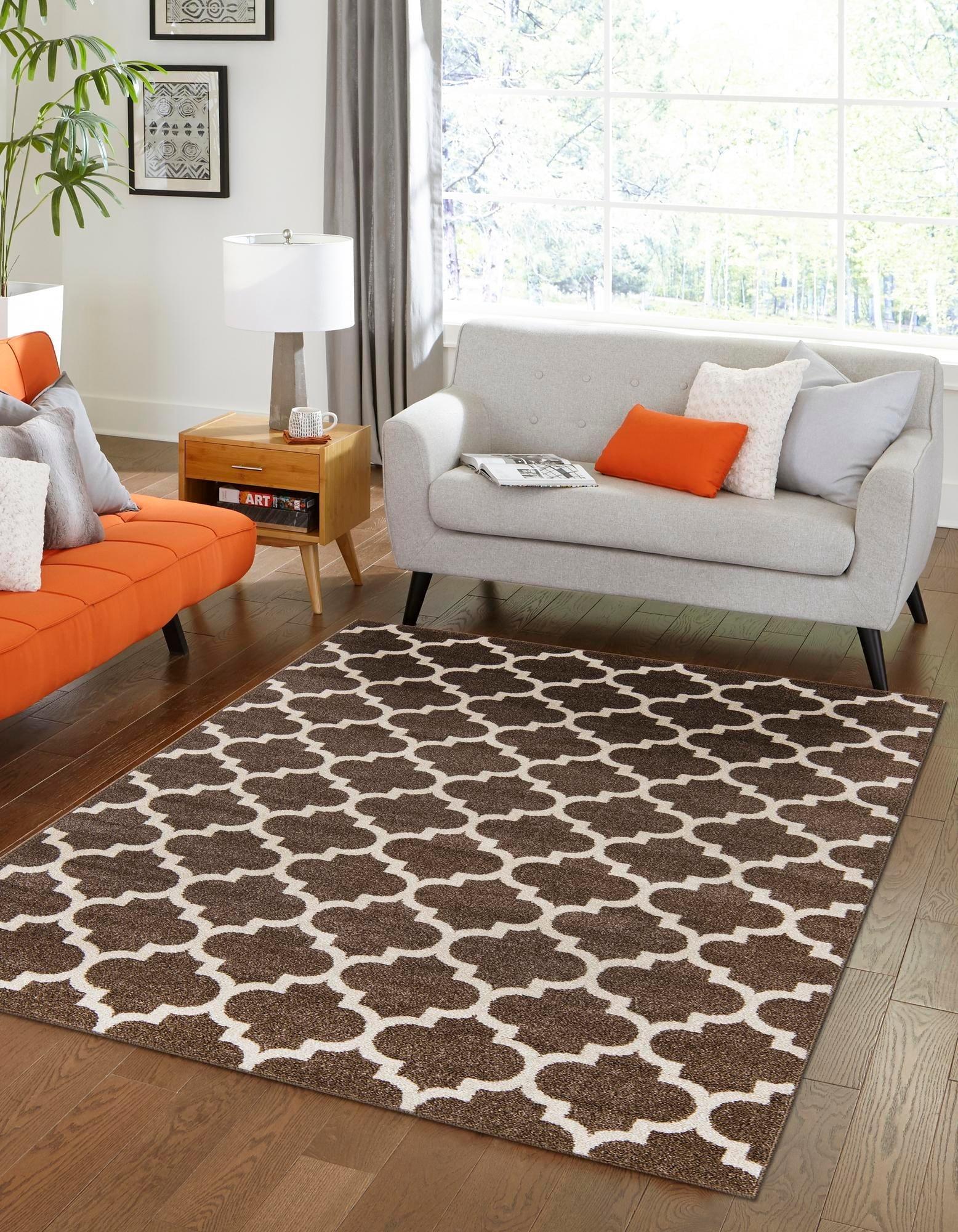 Unique Loom 4' 1 x 6' 1 Trellis Philadelphia Brown Area Rug