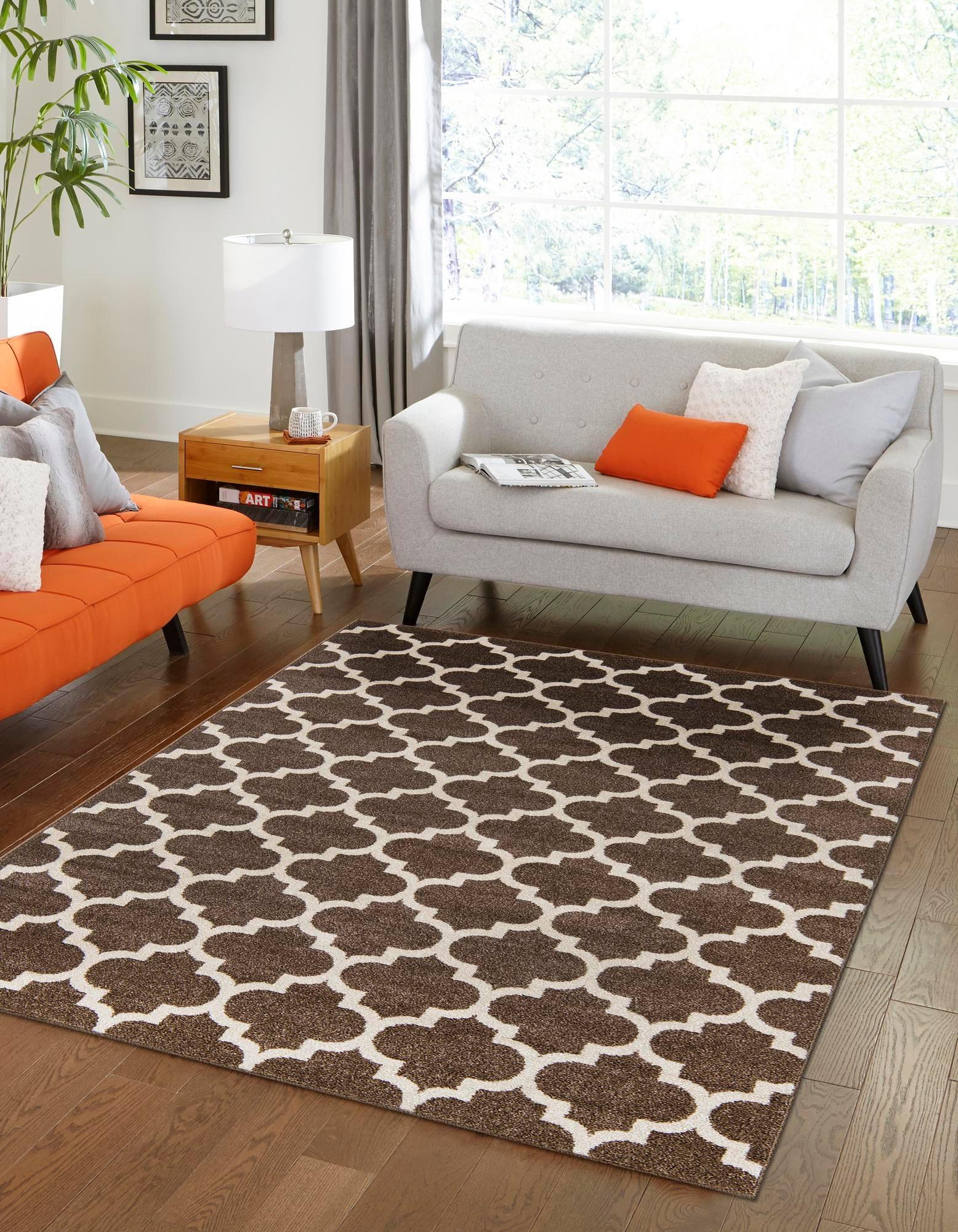 Unique Loom 4' 1 x 6' 1 Trellis Philadelphia Brown Area Rug