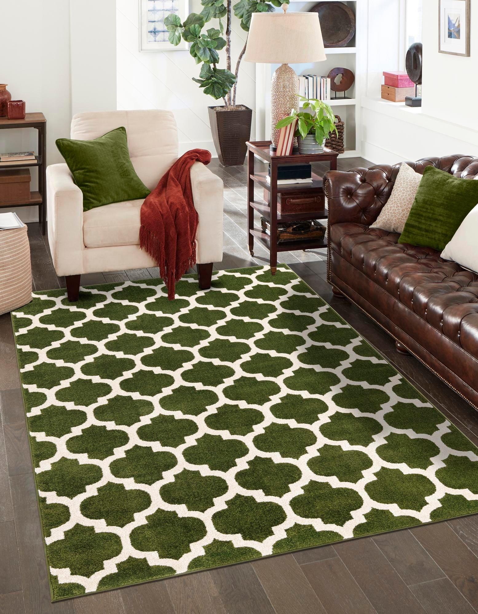 Unique Loom Trellis Collection Area Rug - Philadelphia (5' 1" x 8' Rectangle Dark Green/Beige)