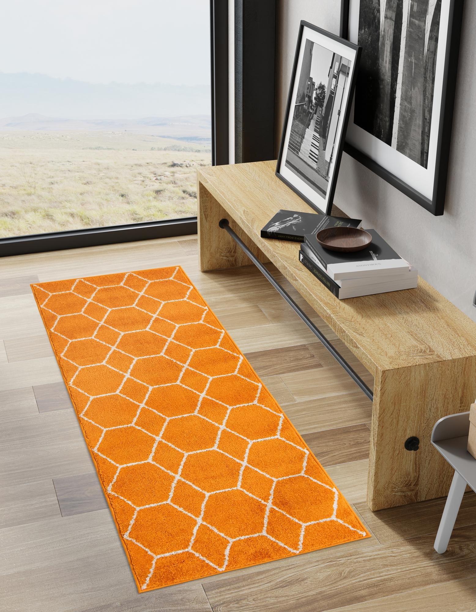 Unique Loom 2' 0 x 8' 8 Trellis Frieze Geometric Orange Area Rug