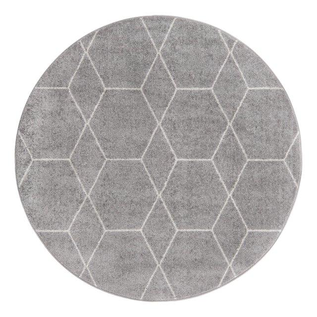 Unique Loom 6' 0 x 6' 0 Trellis Frieze Geometric Light Gray Area Rug