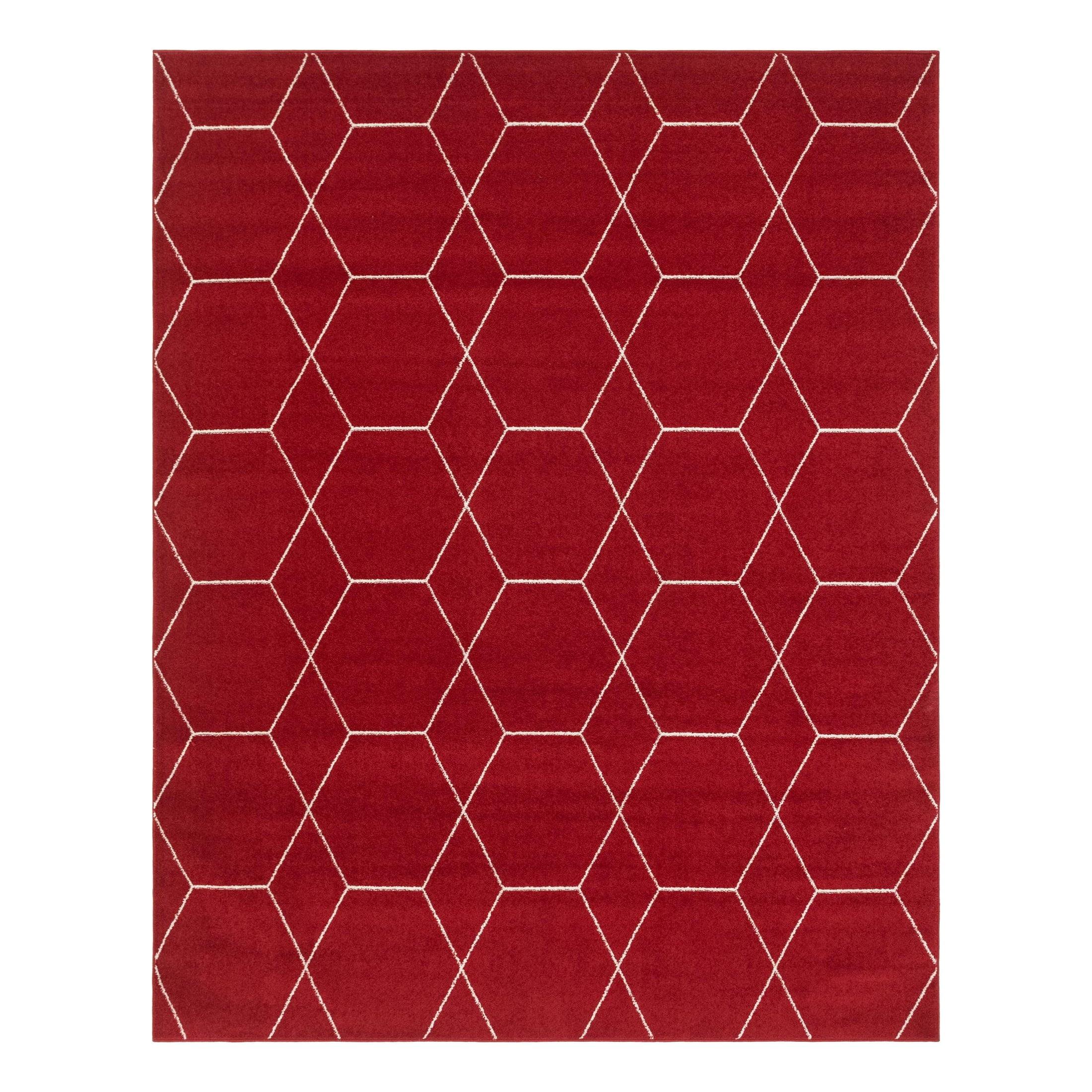 Unique Loom 8' 0 x 10' 0 Trellis Frieze Geometric Red Area Rug