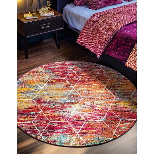 Unique Loom 7' 0 x 7' 0 Trellis Frieze Geometric Multi Area Rug