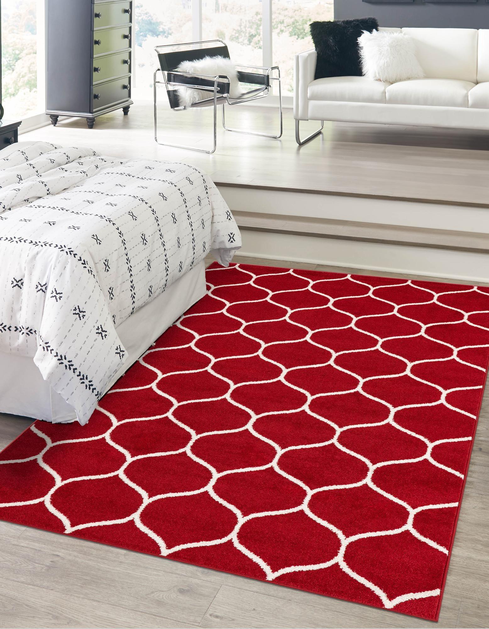 Unique Loom 10' 0 x 14' 0 Trellis Frieze Rounded Red Area Rug