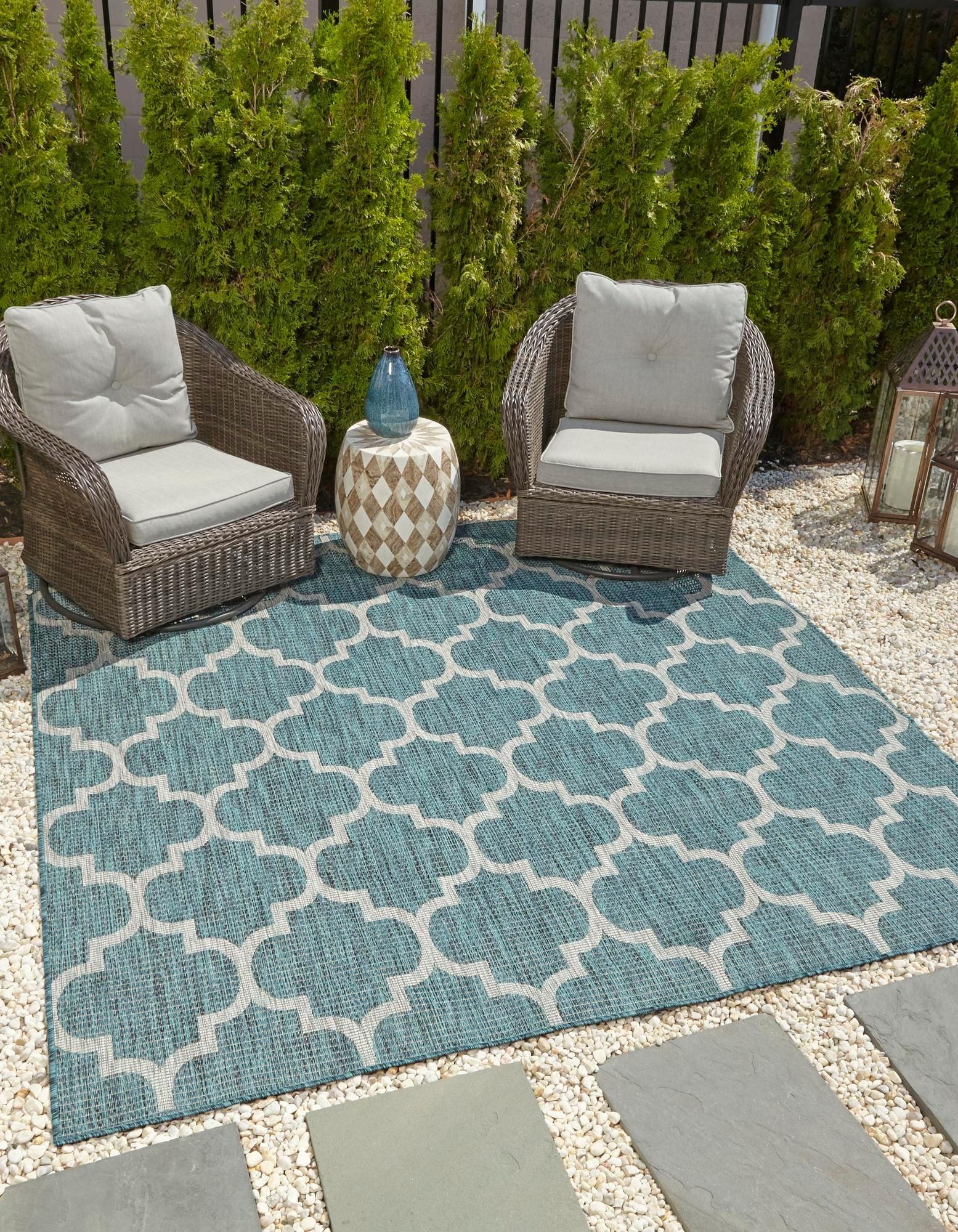 Unique Loom Outdoor Trellis Geometric Woven Area Rug