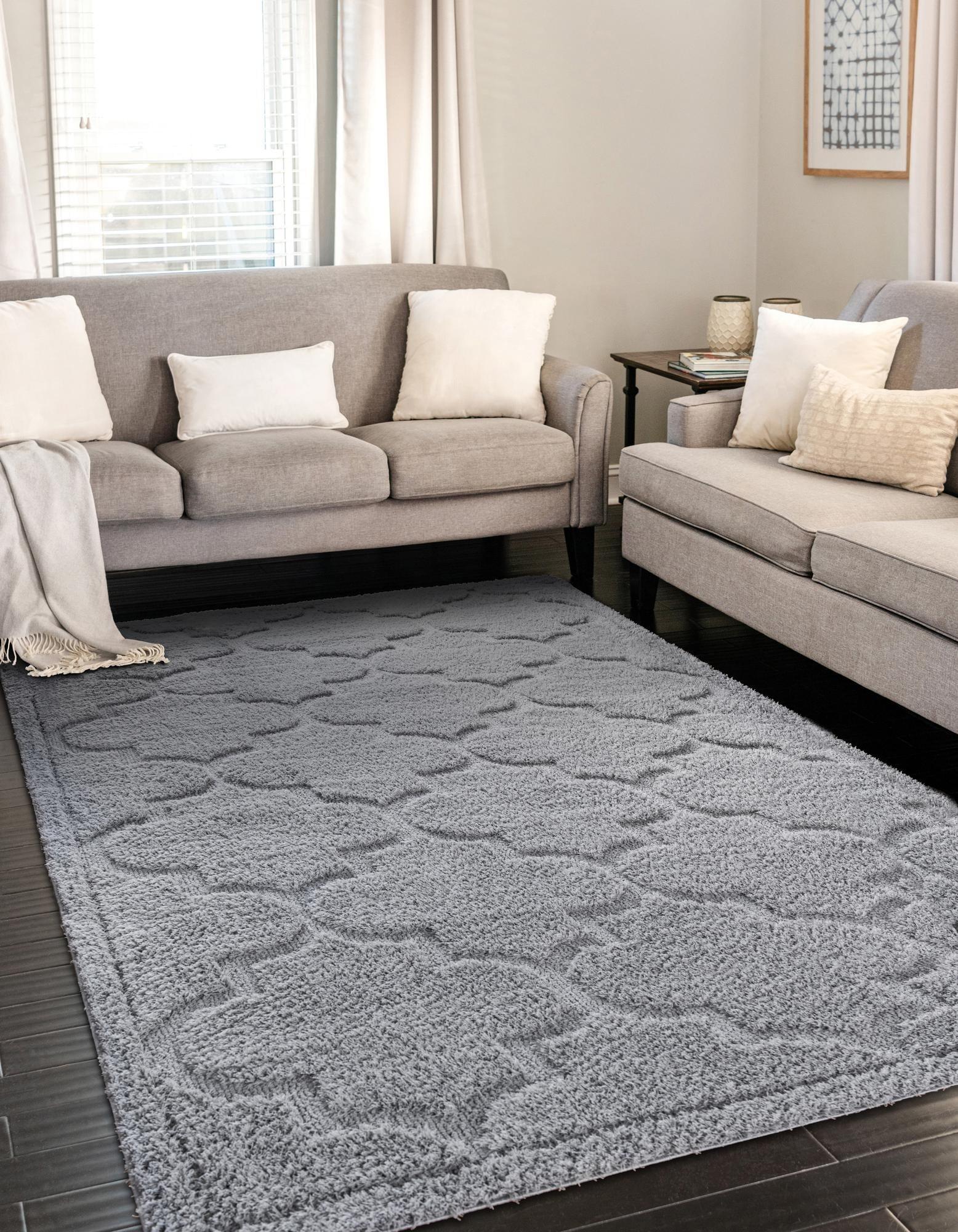 Unique Loom 5' 1 x 8' 0 Gray Trellis Shag Traditional Area Rug
