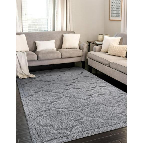 Unique Loom 5' 1 x 8' 0 Gray Trellis Shag Traditional Area Rug