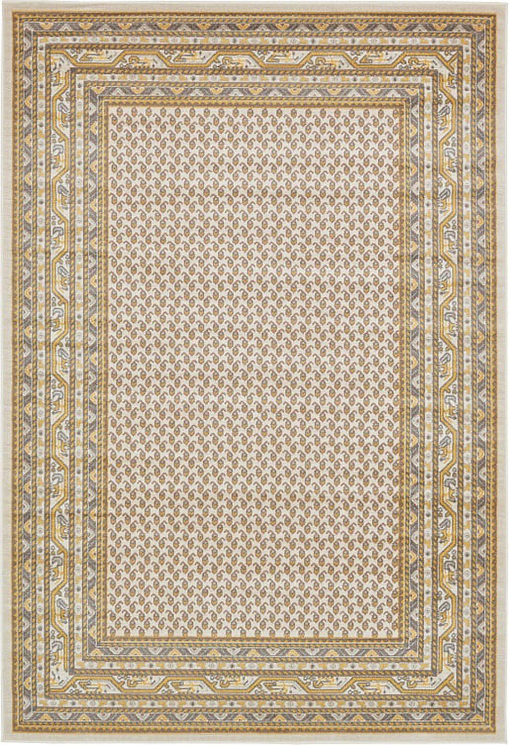 Beige Rectangular Flat Woven Stain-resistant Synthetic Rug, 6' x 9'