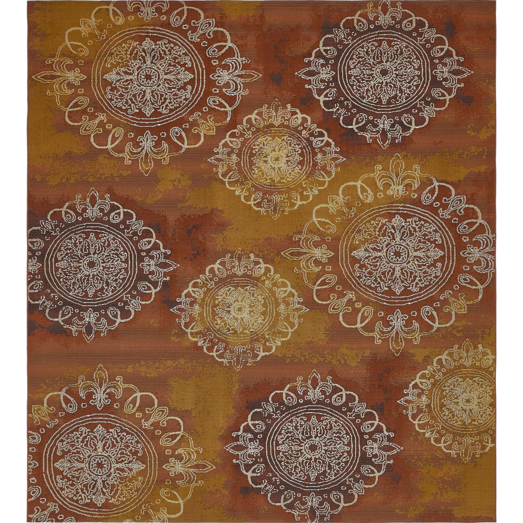 Rustic Charm Rust Red Outdoor Rectangular Rug - Easy Care & Stain-Resistant