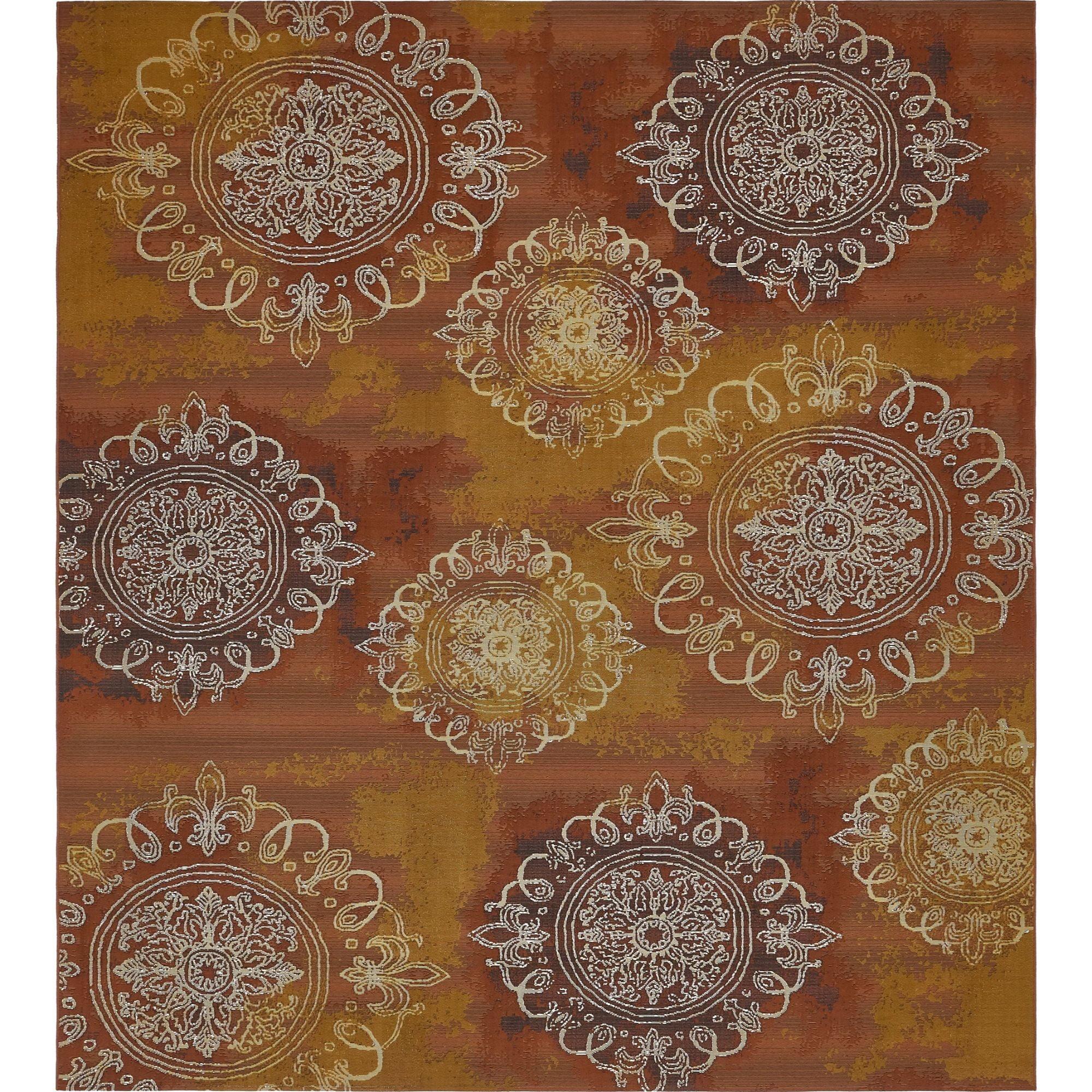 Rustic Charm Rust Red Outdoor Rectangular Rug - Easy Care & Stain-Resistant