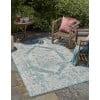 Aqua Blue Flat Woven Rectangular Outdoor Rug