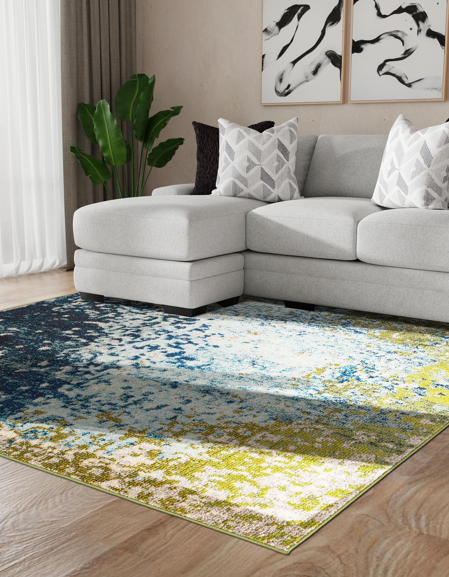 Unique Loom Estrella Collection Area Rug - Vella (5' Square Blue/Gray)