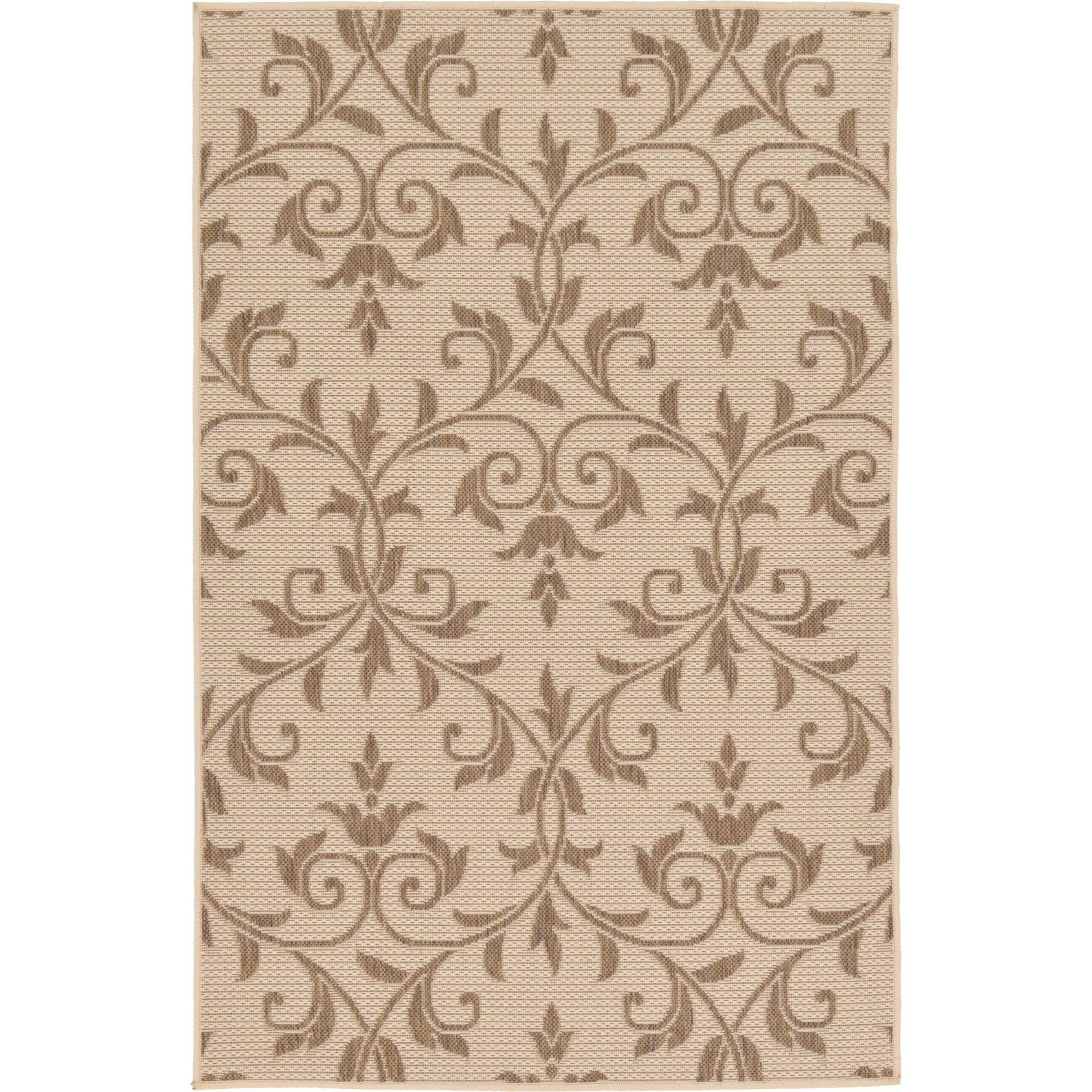 Elysian Fields Easy-Care Reversible Outdoor Rug, Gray and Brown, 3'3" x 5'3"