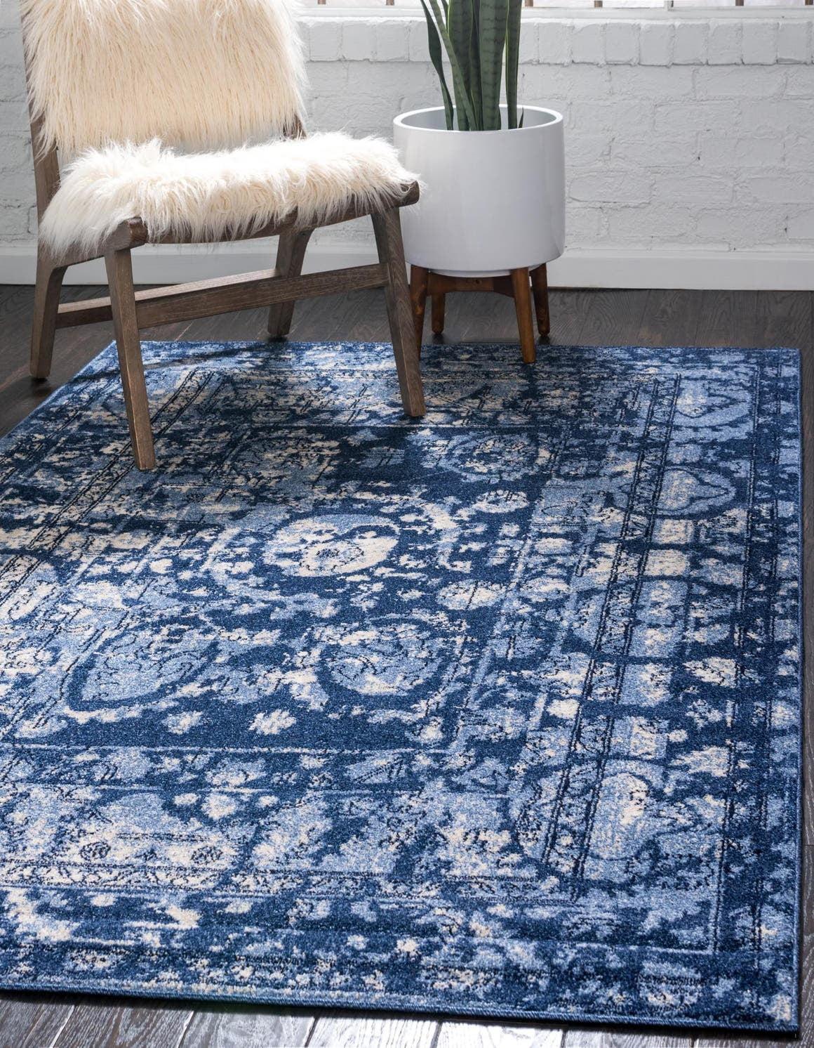 Serene Blue Mirage 3'3" x 5'3" Rectangular Easy-Care Rug