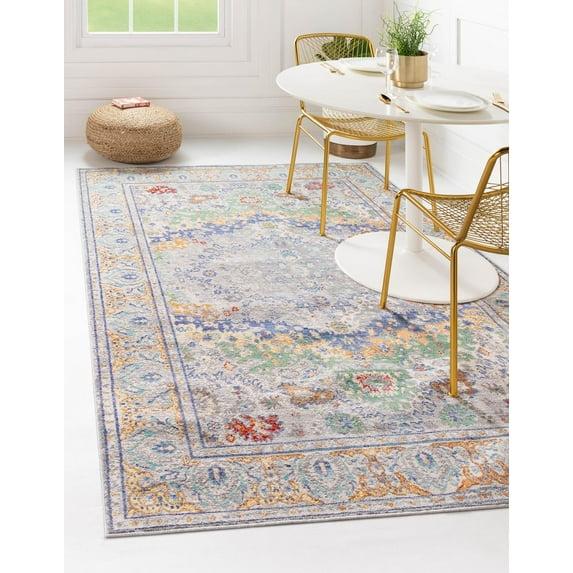 Unique Loom Austin Collection Area Rug - Voce (4' 1" x 6' 1" Rectangle Light Gray/Blue)
