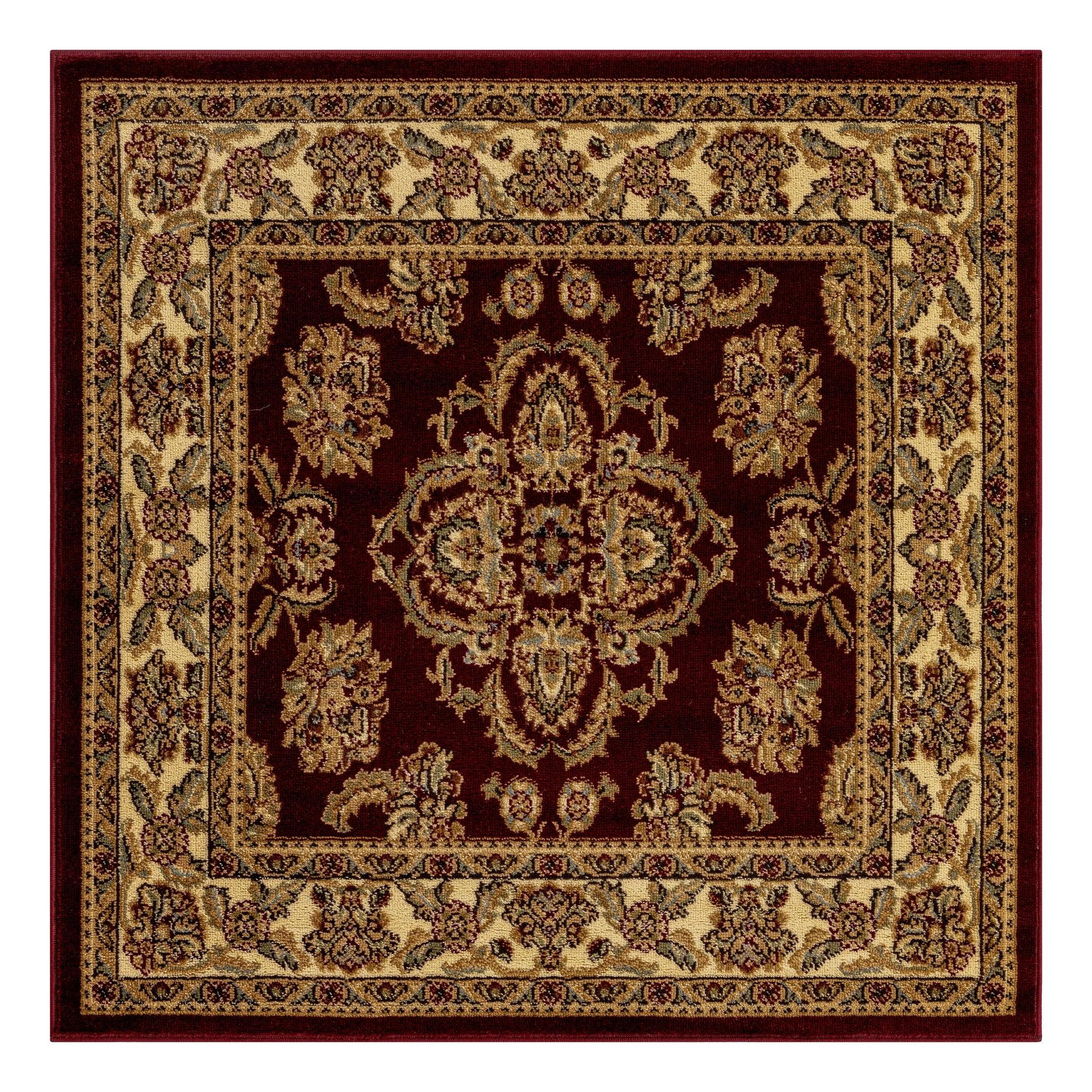 Unique Loom Voyage Collection Area Rug - Reddington (4' 1" Square Red/Cream)