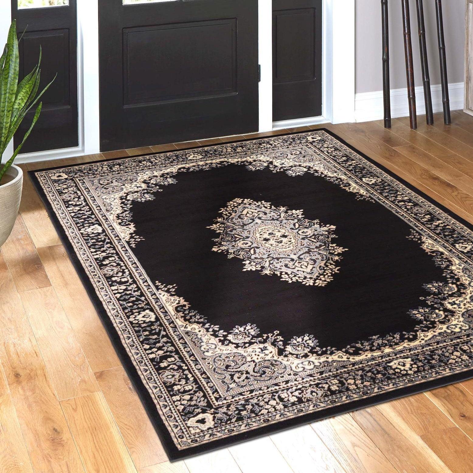 Unique Loom Reza Collection Area Rug - Washington (9'  x 12' Rectangle Black/Gray)