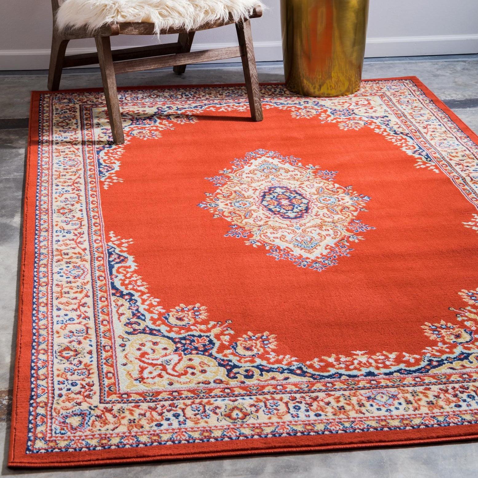 Terracotta Medallion 4' x 6' Synthetic Easy Care Rug