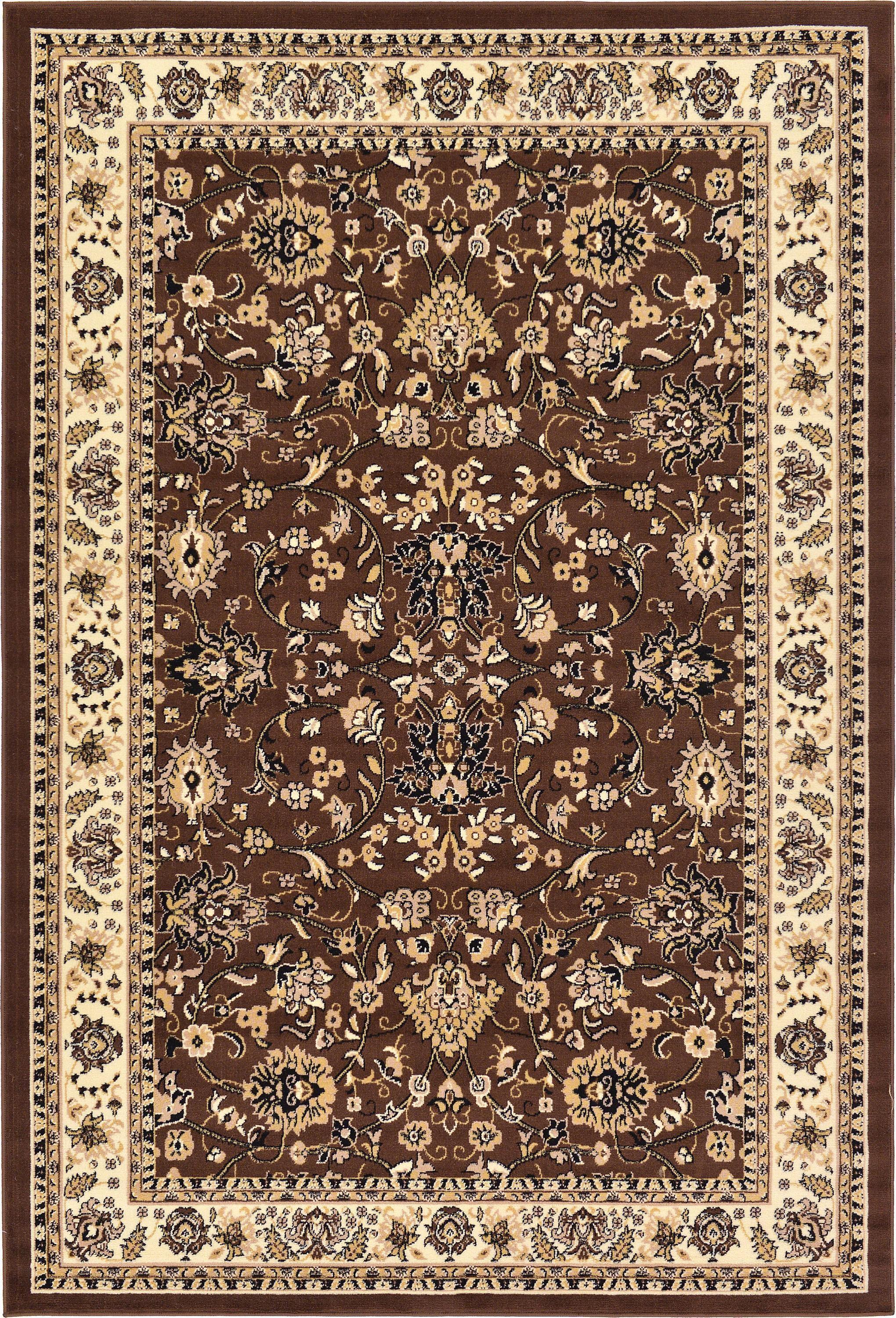 Easy-Care Reversible Brown/Ivory Synthetic 6' x 9' Rug