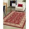 Burgundy and Ivory Synthetic Floral Rectangular Area Rug