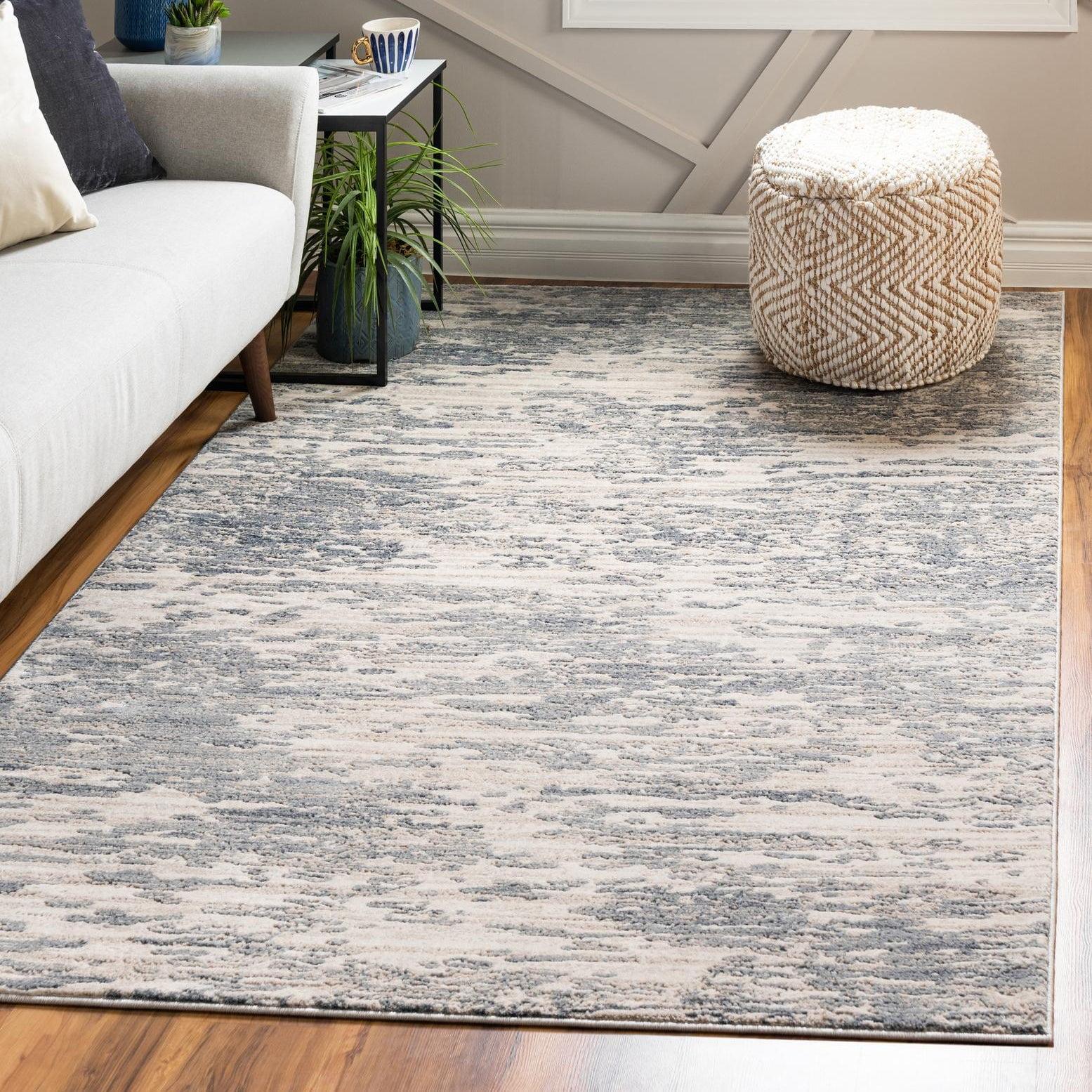 Unique Loom Oasis Collection Area Rug - Water (2' x 3' Rectangle Gray/Ivory)