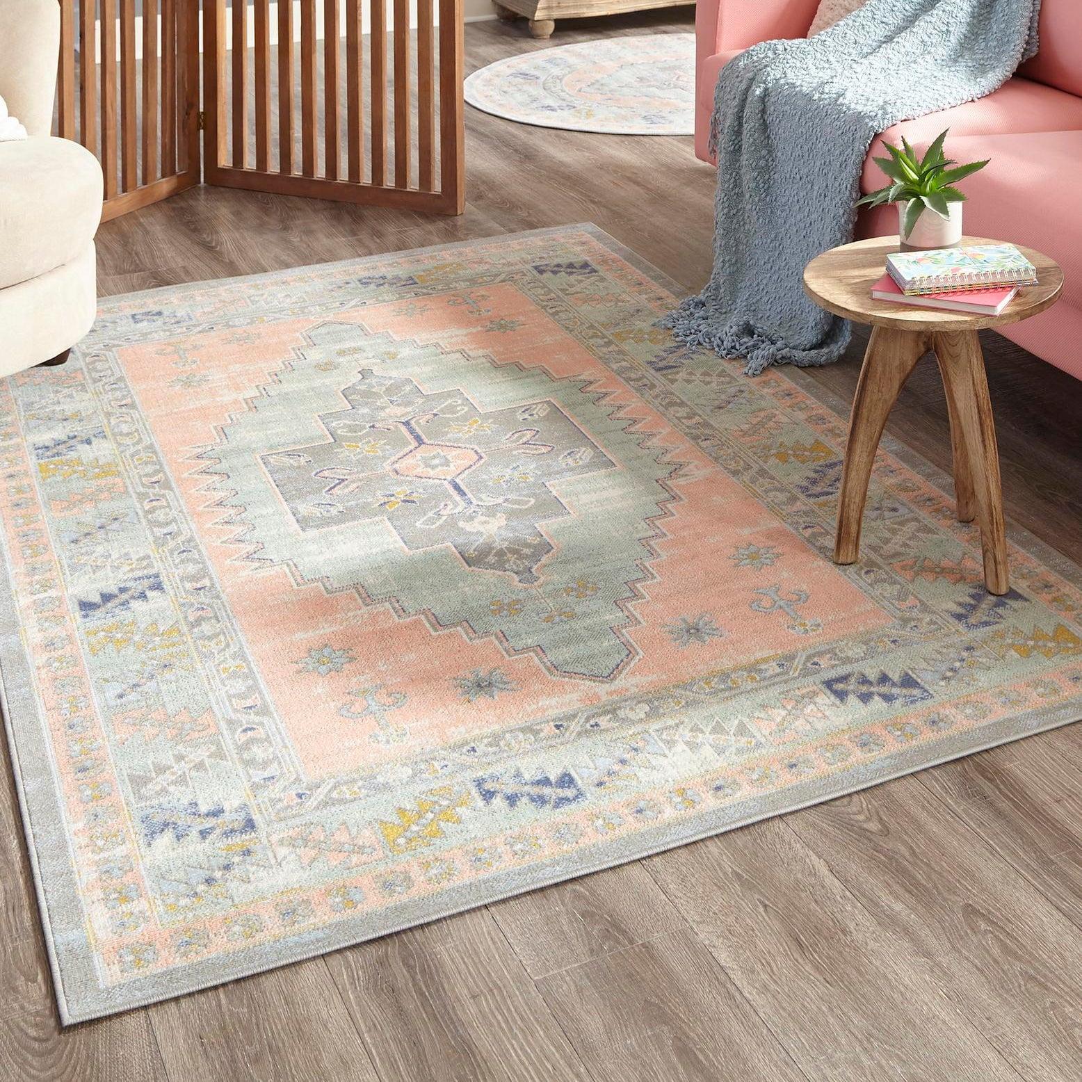 Unique Loom Whitney Collection Area Rug - Geneva (5' 3" x 8' Rectangle Pink/Blue)