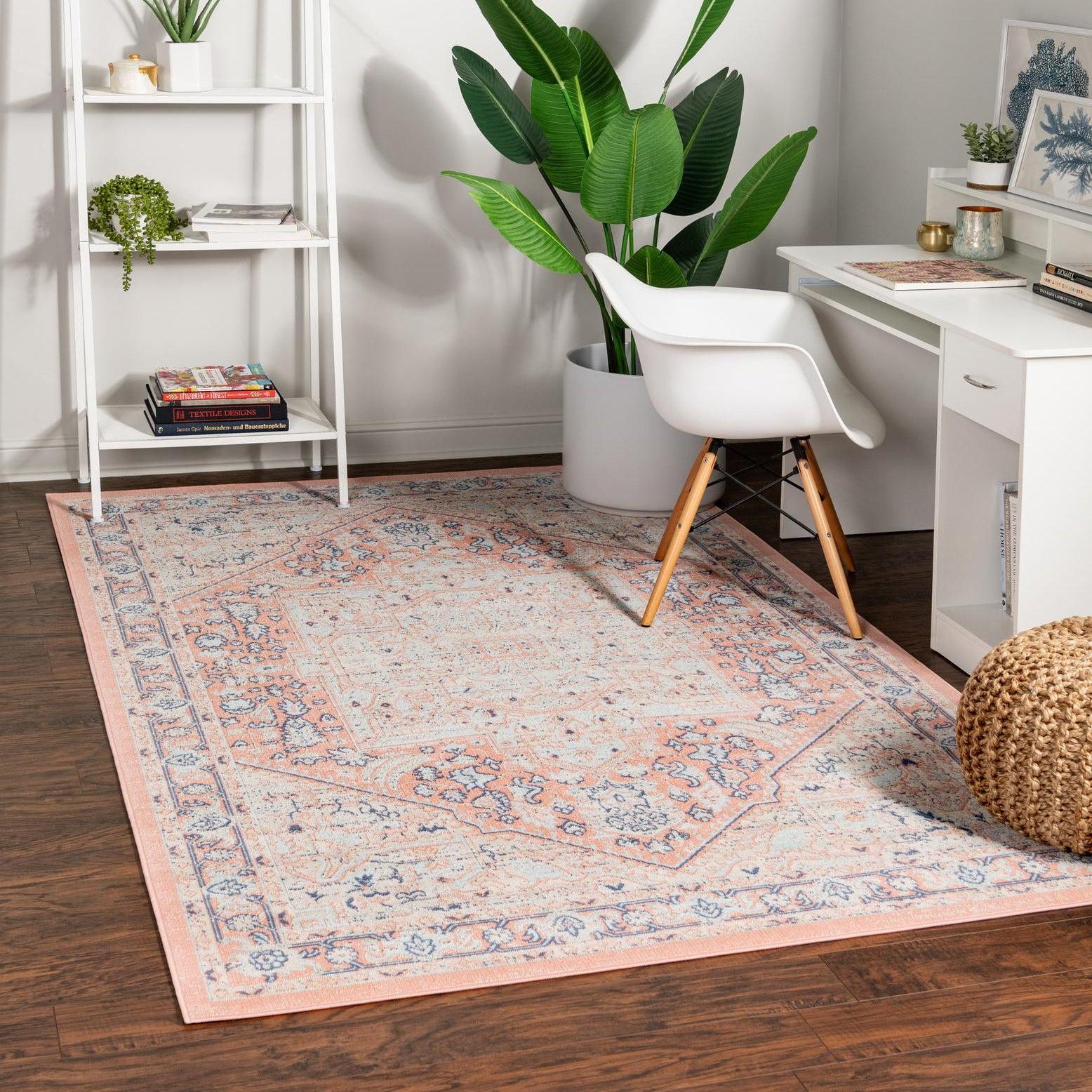 Unique Loom Whitney Collection Area Rug - Milano (5'  x 8' Rectangle Powder Pink/Blue)