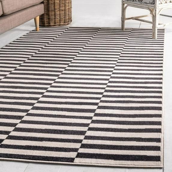 Unique Loom Williamsburg Collection Area Rug - Striped (6' x 9' Rectangle Black/Ivory)