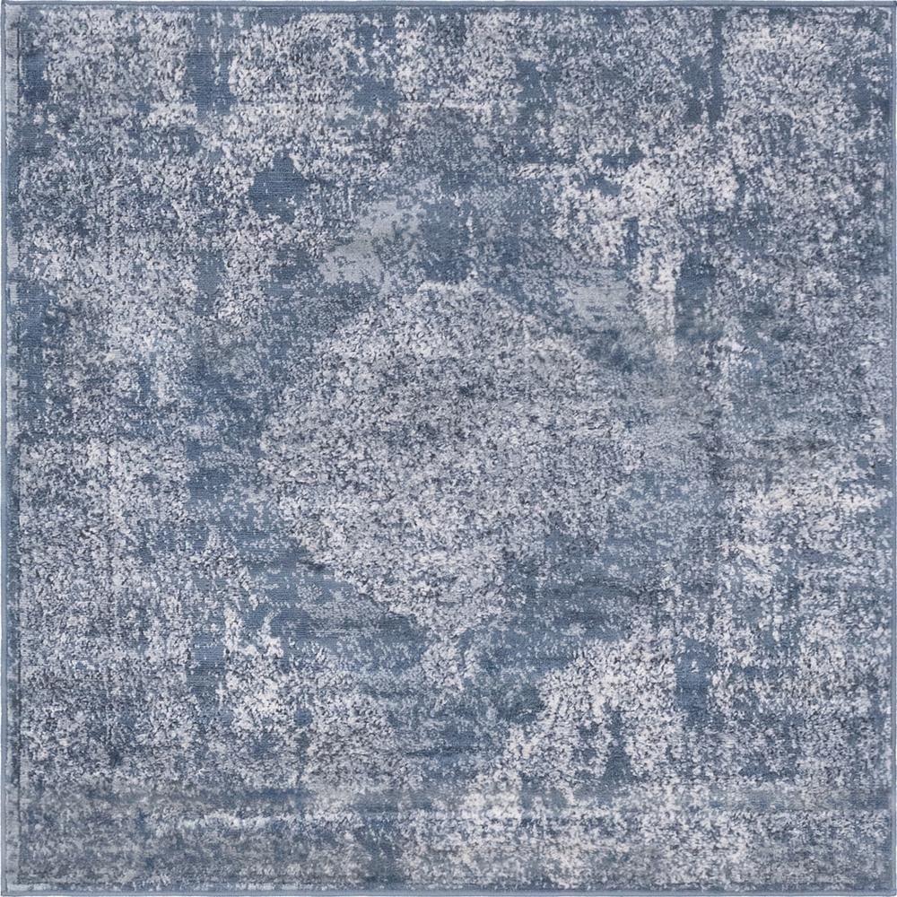 Unique Loom Portland Collection Area Rug - Woodburn (4' 1" Square Blue/Ivory)