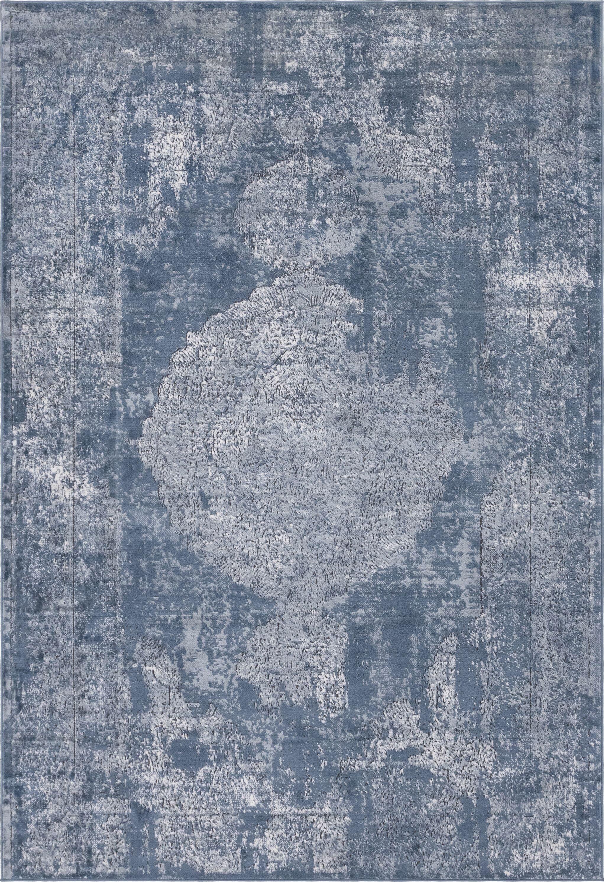 Blue Medallion Synthetic Reversible 6' x 9' Area Rug