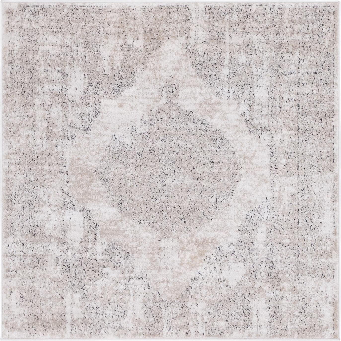 Unique Loom Portland Collection Area Rug - Woodburn (4' 1" Square Ivory/Beige)